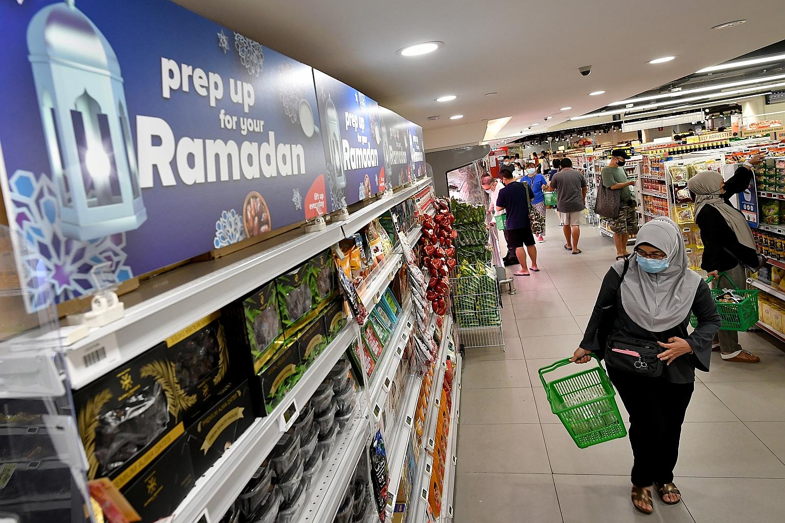 Halal-certified products for sale in the FairPrice outlet at Woodlands Civic Centre. The supermarket chain has added about 1,500 of these products from countries such as Brazil and Indonesia to its existing range. ST PHOTO: LIM YAOHUI