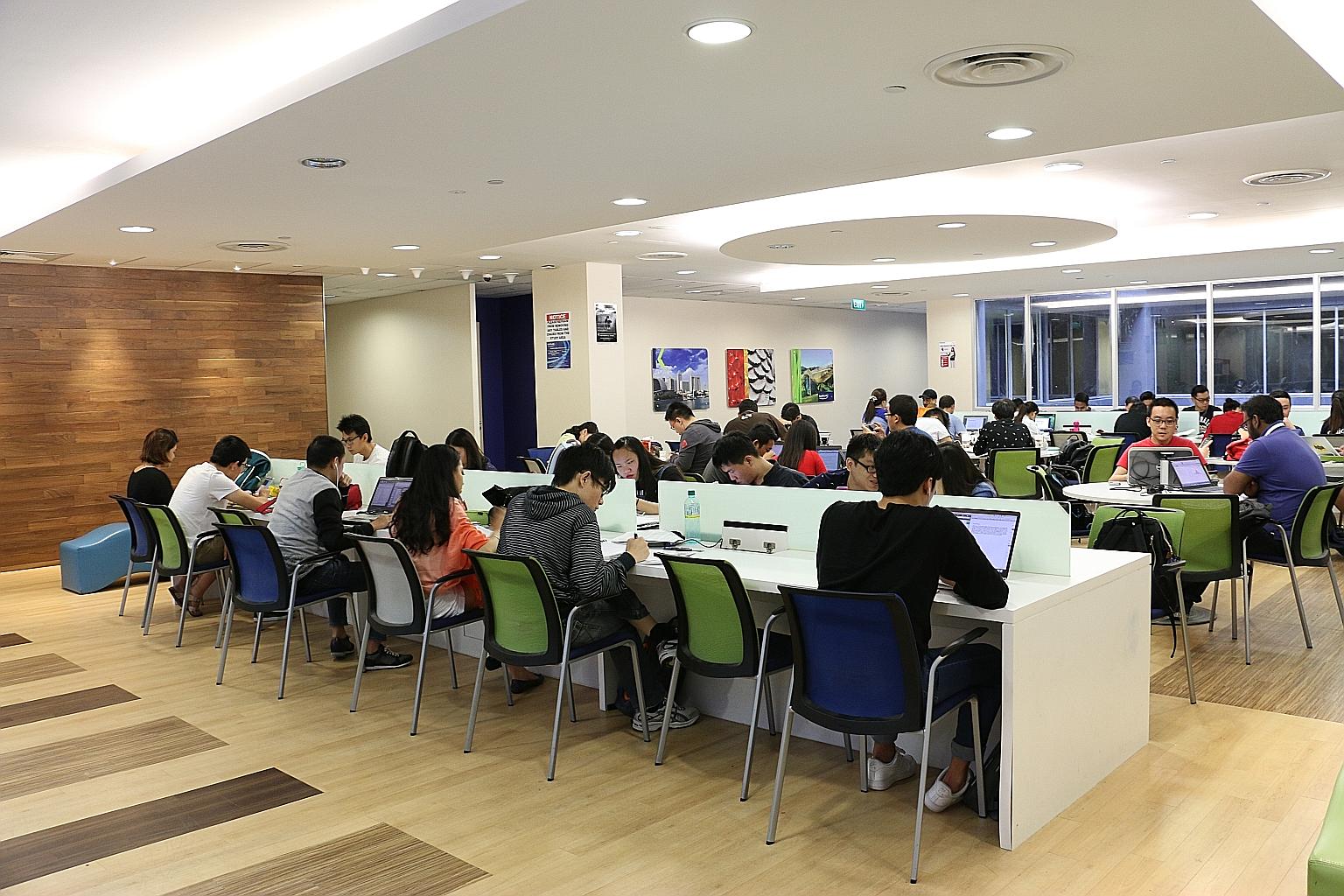 Students at Kaplan Singapore, a private education institution headquartered here. Across the country, there were about 9,300 full-time bachelor's level graduates from external degree programmes, with three-quarters graduating in 2019, before the star