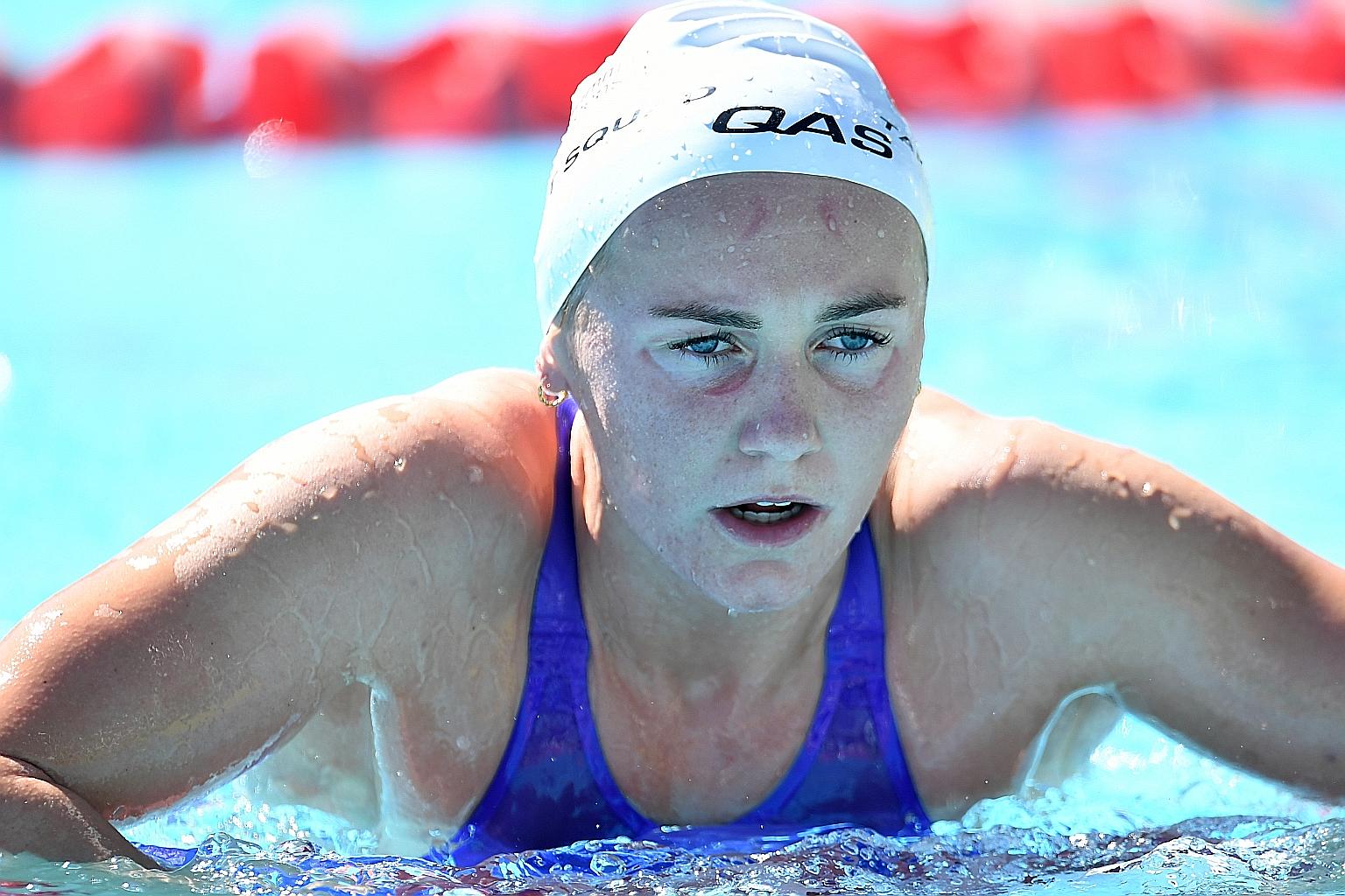 Ariarne Titmus recovering after winning the 200m freestyle final at Australia's national championships yesterday.