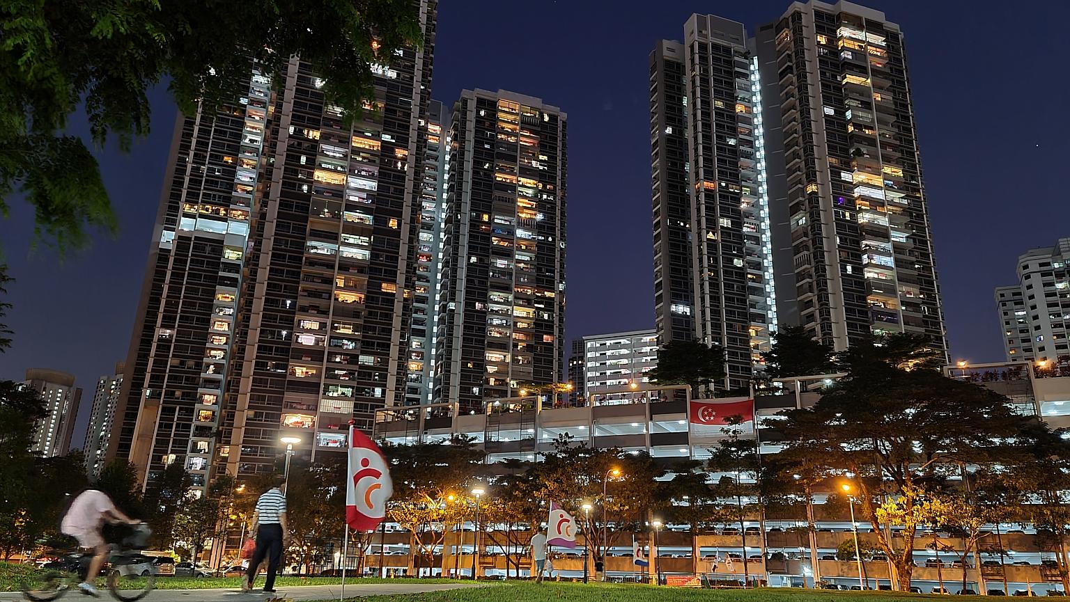 Residents of The Peak @ Toa Payoh shining their mobile phone lights from their windows last National Day to show appreciation for front-line workers battling Covid-19. Prime Minister Lee Hsien Loong has said our response in this crisis will "determin
