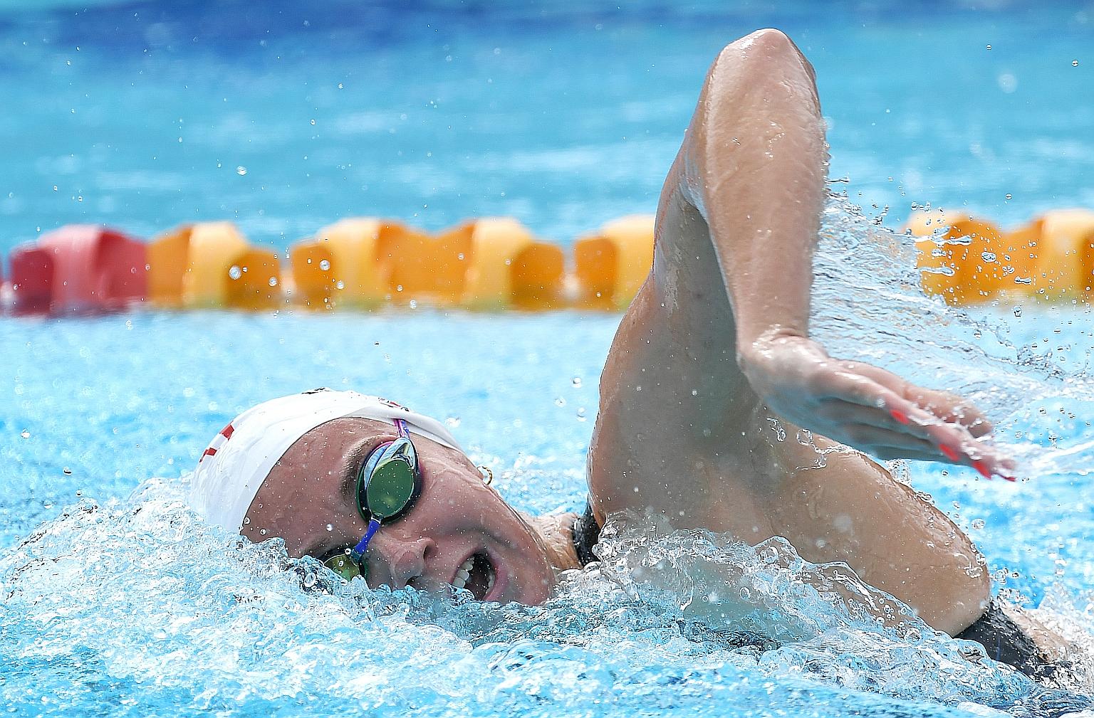 Ariarne Titmus on the way to winning the 400m freestyle final yesterday.