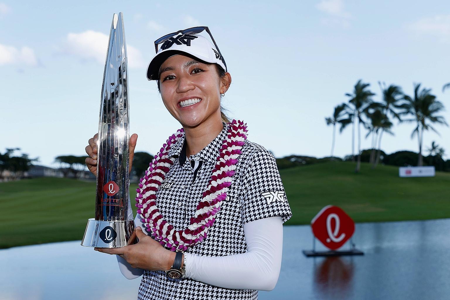 A joyous former world No. 1 Lydia Ko after winning the Lotte Championship to break a near three-year LPGA title drought.