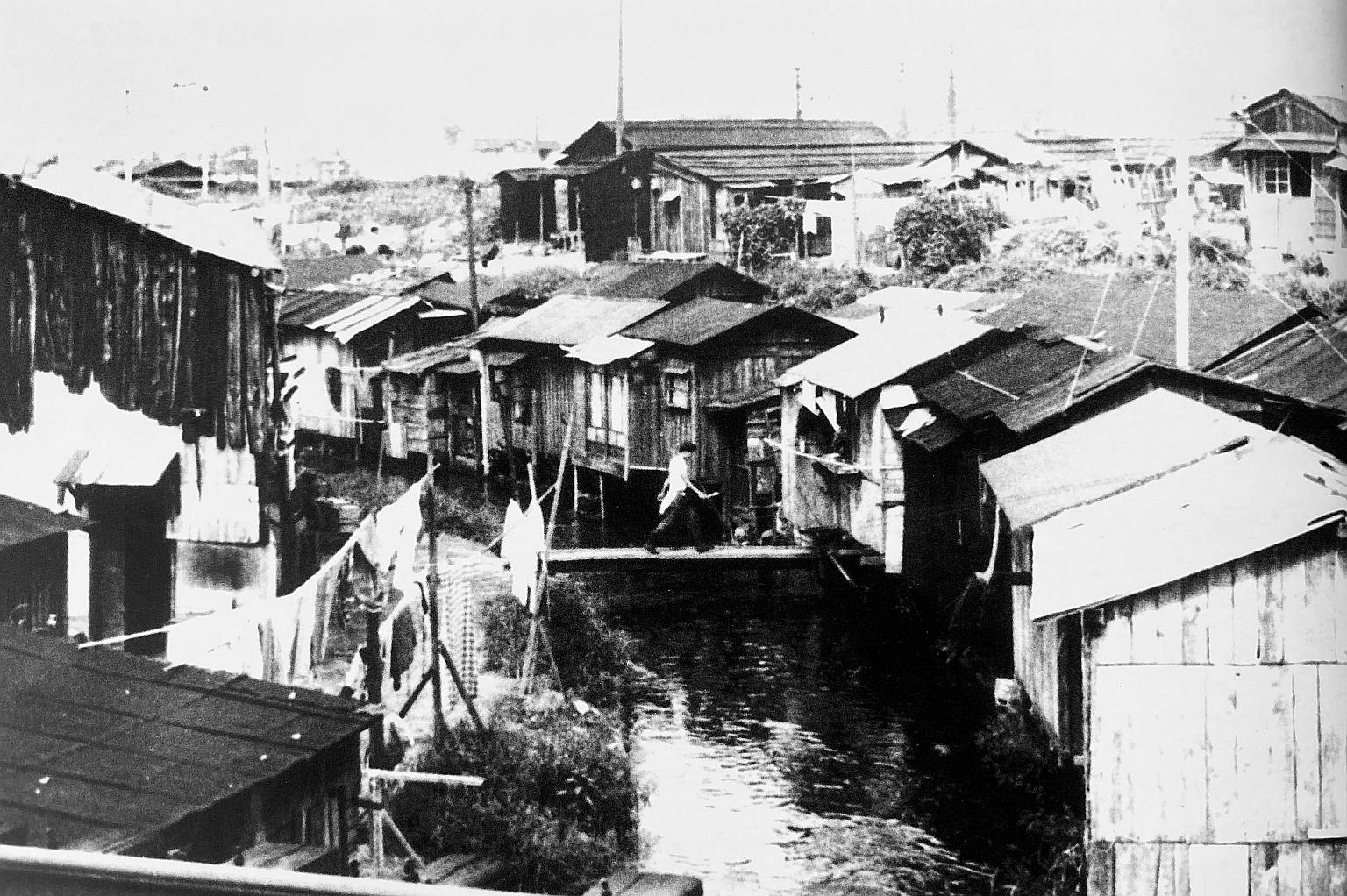 In 1925, about 3,000 non-burakumin attacked 15 households of burakumin in Serada village, in Gunma prefecture - setting fire to homes and physically harming villagers. Left and above: A burakumin settlement. Burakumin, meaning "hamlet people", are th