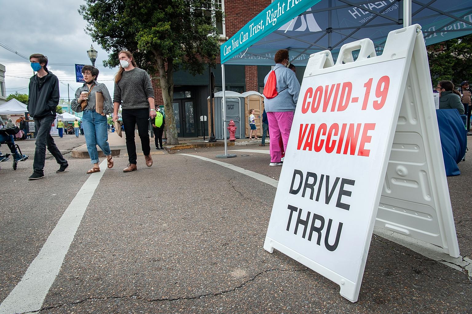 A pop-up Covid-19 vaccination site in Mississippi last Saturday. More than 84 million Americans - roughly one-third of the adult population - are fully vaccinated. But if the United States is to reach herd immunity - when the virus cannot spread easi