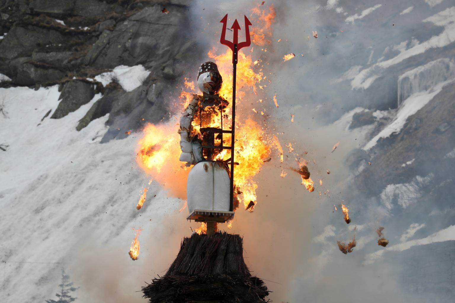 Swiss blow up huge snowman in mountains to welcome spring | The