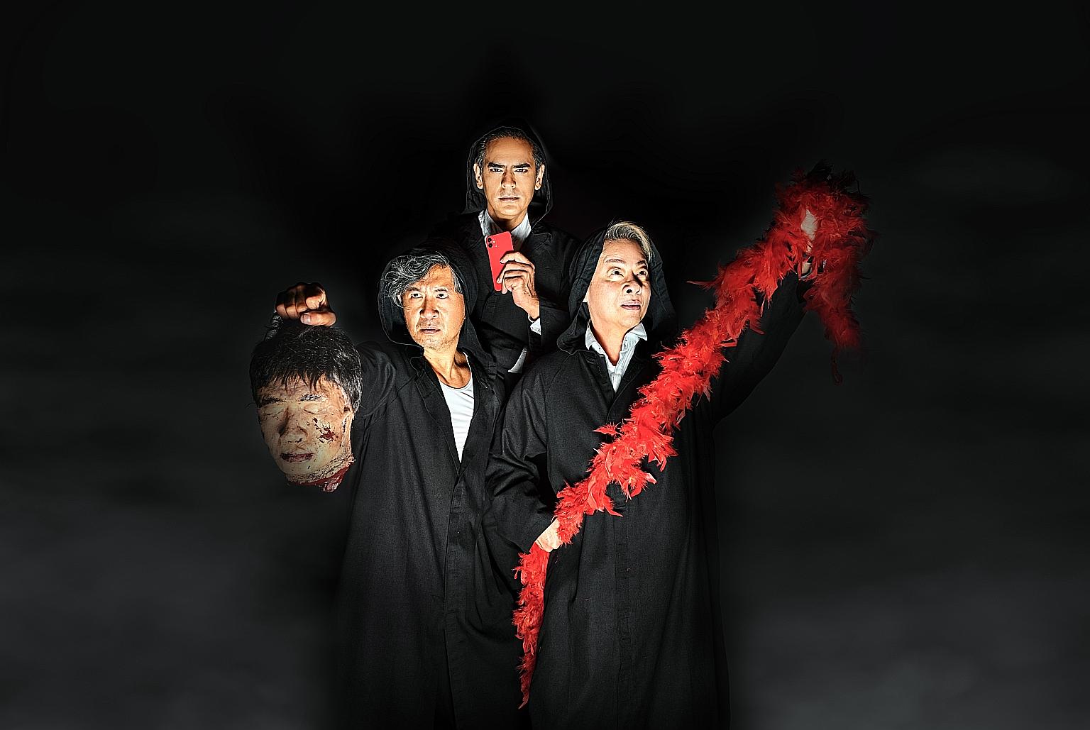 (From left) Adrian Pang from Pangdemonium, Gaurav Kripalani from Singapore Repertory Theatre and Ivan Heng from Wild Rice will play characters based on themselves in The Commission.