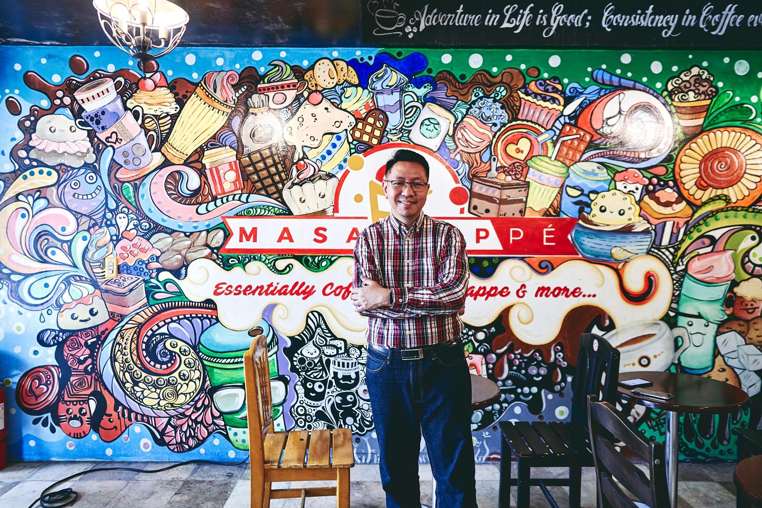 Far left: Mr Erick Reyes, 44, at a coffee shop he runs. His early experience with sexual abuse and domestic violence led to years of struggling with his gender identity, addiction to sex and risky, self-destructive behaviour. Left: Mr Reyes as a boy