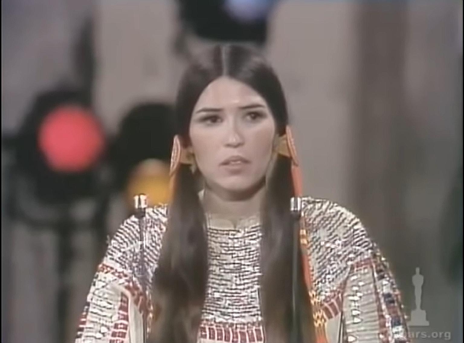 In 1973, Native American actress Sacheen Littlefeather, then 26 (above), was asked by Marlon Brando to turn down the Best Actor award for The Godfather on his behalf.