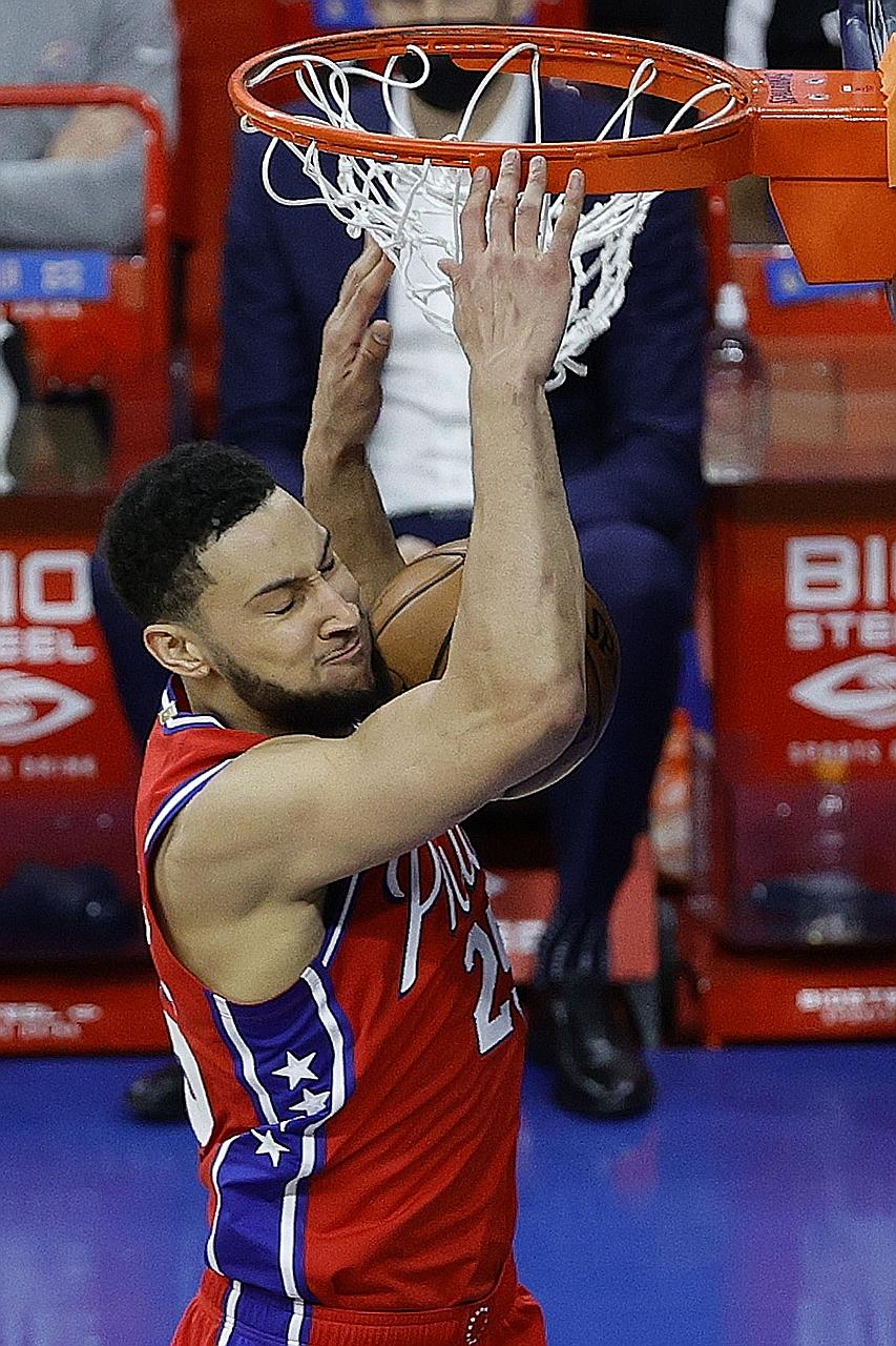 Philadelphia's Ben Simmons hits 12 points against Oklahoma City on his return from a four-game absence. PHOTO: AGENCE FRANCE-PRESSE
