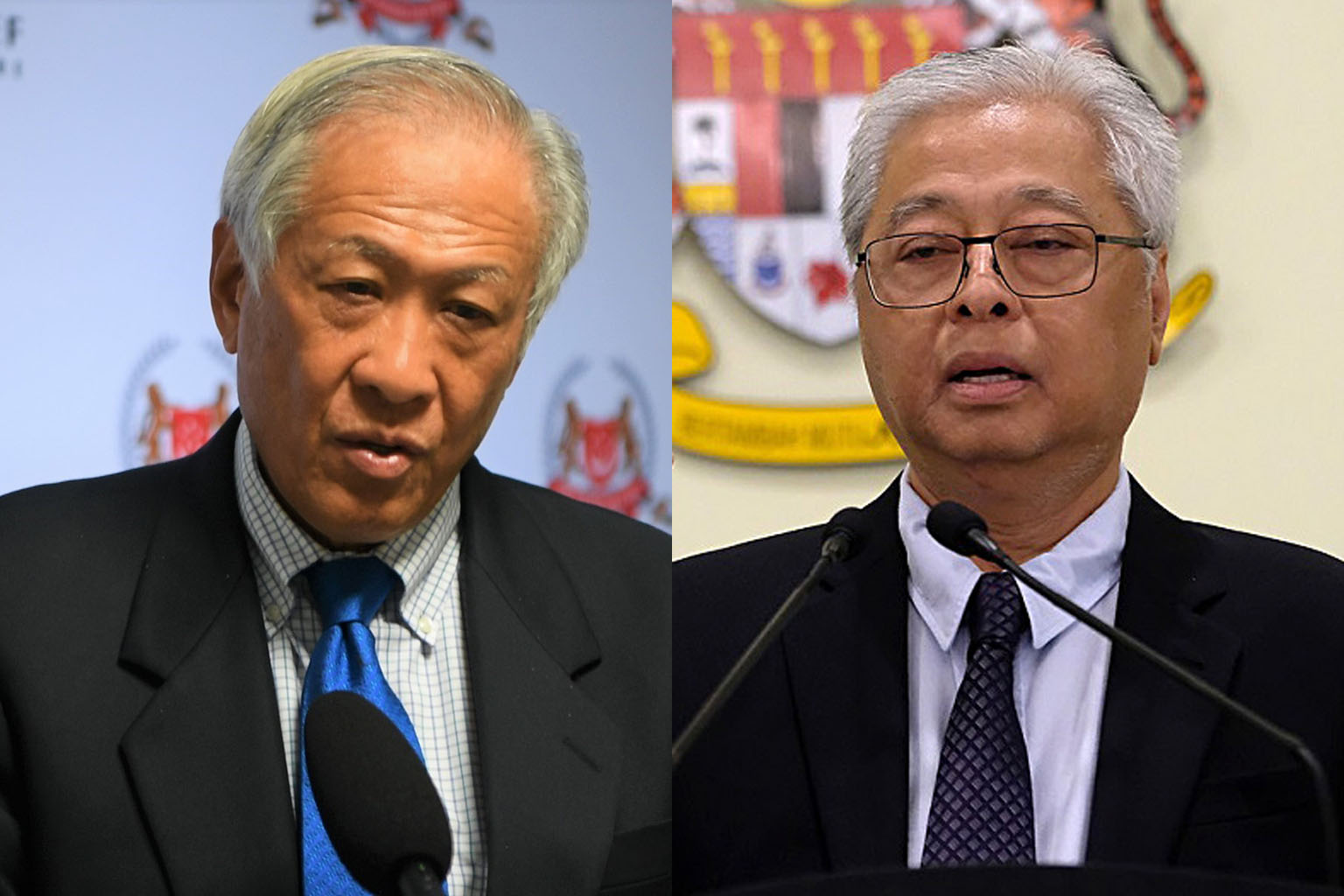 Defence Minister Ng Eng Hen and his Malaysian counterpart Ismail Sabri Yaakob held their first bilateral meeting yesterday. At the meeting, Dr Ng invited Datuk Seri Ismail Sabri to attend the 19th Shangri-La Dialogue in June. PHOTOS: MINDEF, CHINA PR