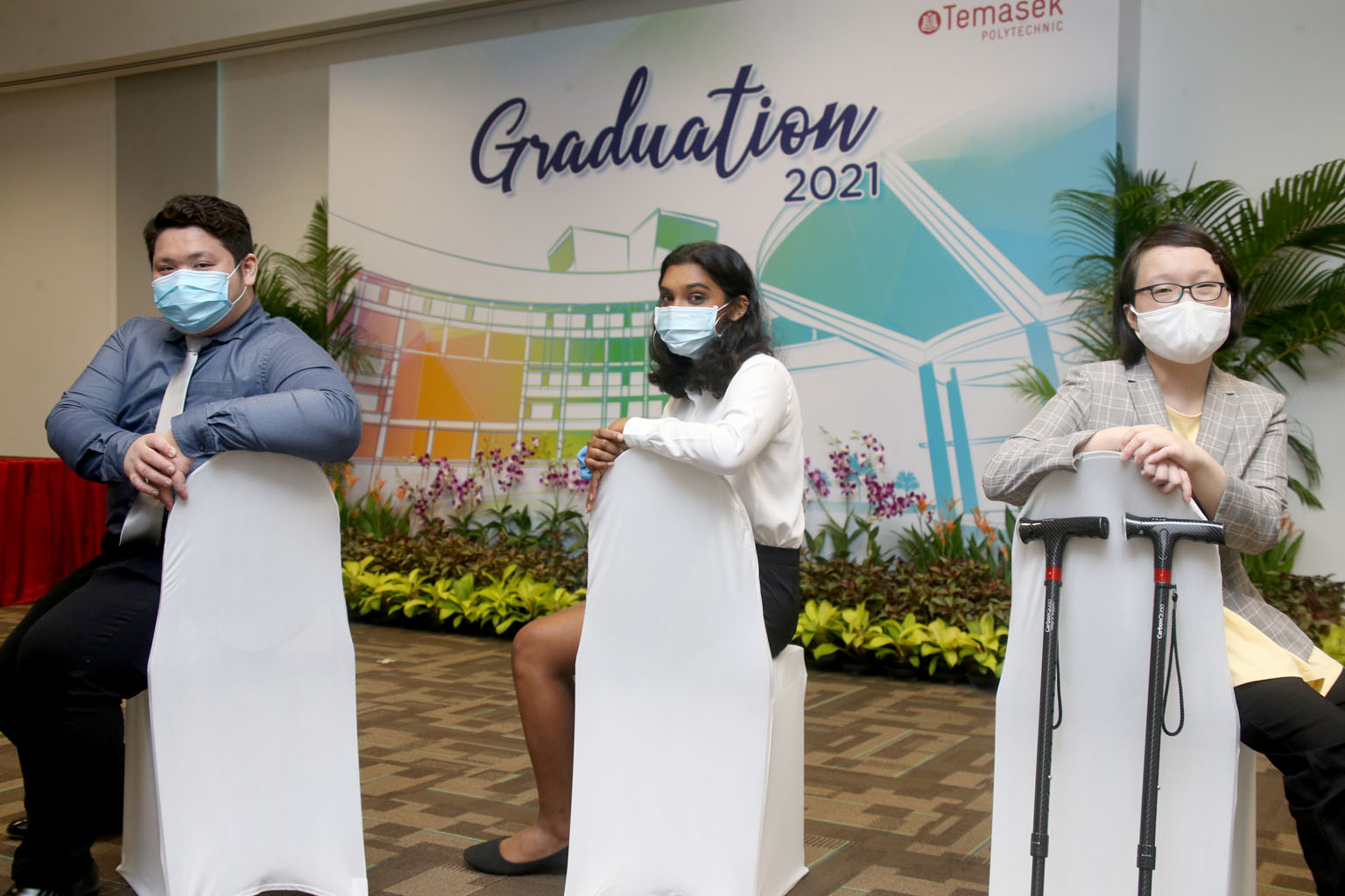 Mr Josiah Tham, Ms Viyshnatulasiy Manivannen and Ms Alina Seow were among 11 top graduates who were given awards in a ceremony at Temasek Polytechnic yesterday.