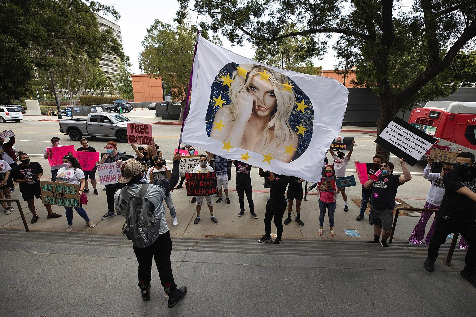 #FreeBritney supporters, who rallied outside the courthouse on Tuesday, believe Britney Spears is being kept prisoner.