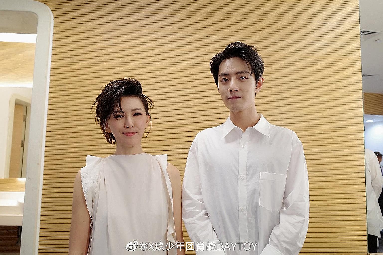 OBSCURE? WHO, ME?: Chinese singer-actor Xiao Zhan (left), a huge fan of Singaporean singer Stefanie Sun (far left), defended her on Weibo after a netizen called her "obscure". One of the most successful musical exports from Singapore, Sun, 42, has b