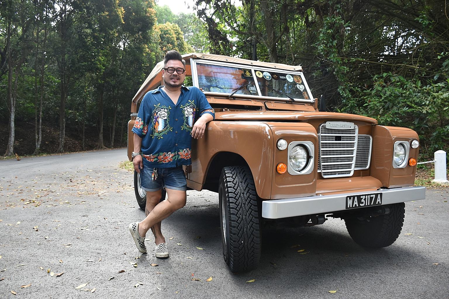 Businessman Eddy Neo (left) bought the 1979 Land Rover Series III in 2015 from a friend. The model is the most widely produced one among Land Rover's Series I, II and III.