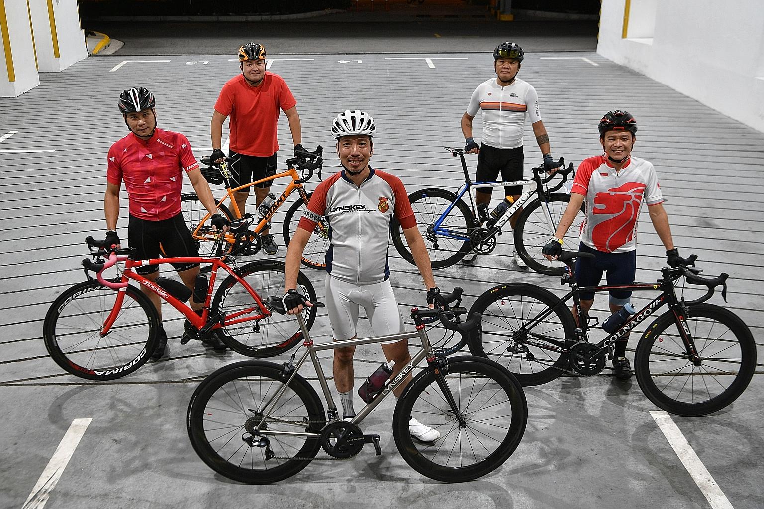 From left: Carter Ng, Paul Lu, Andrew Ong, Eric Tan and Joseph Ho will be among the team from Break the Cycle who will be taking part in OCBC Cycle's The Sportive Virtual Ride over 42km.
