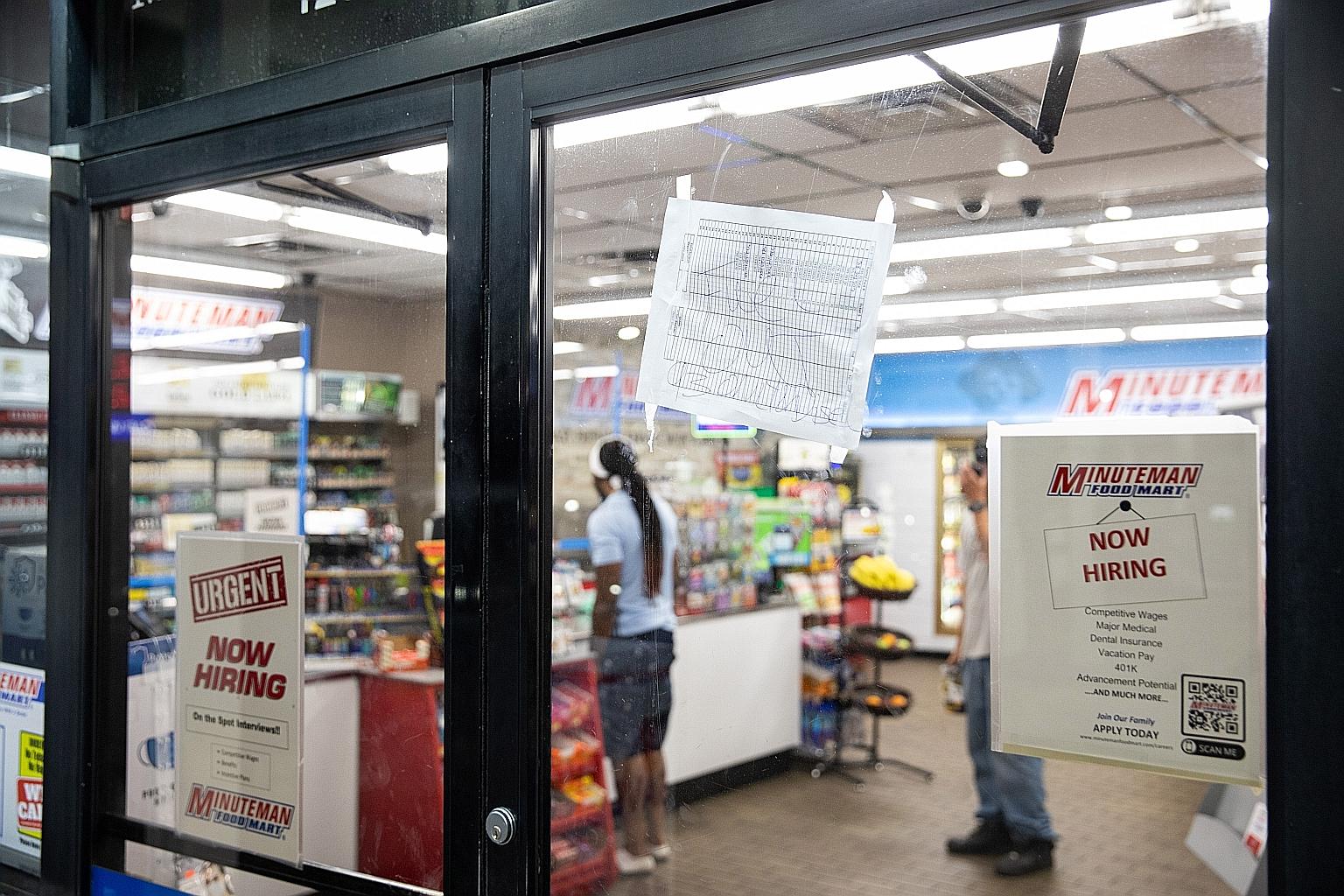 A "fuel out" sign posted on the door of a petrol station in North Carolina on Monday. Petrol stations along the US East Coast are beginning to run out of supplies as the company operating a crucial pipeline races to recover from a paralysing cyber at