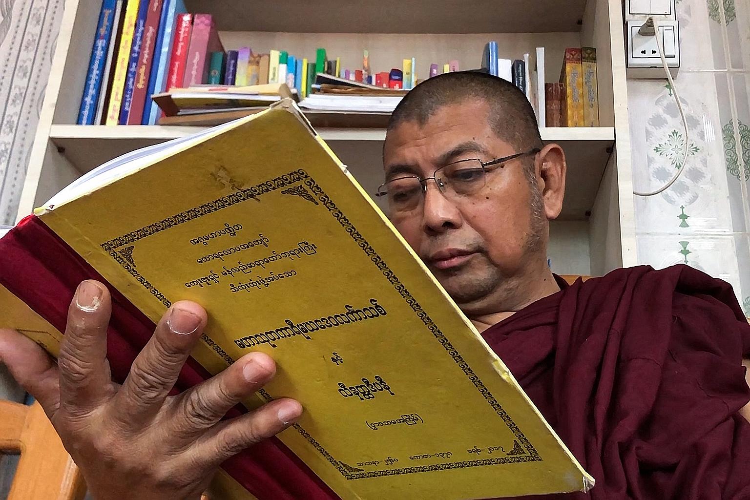 Ultra-nationalist Buddhist monk Parmaukkha blames the media for the rising death toll on the streets, saying it is inciting opposition to the junta. PHOTO: AGENCE FRANCE-PRESSE