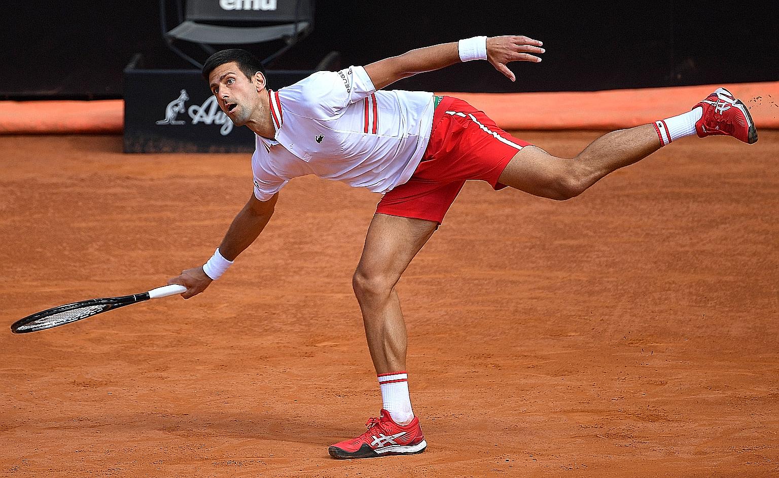 Top-ranked Serb Novak Djokovic was happy to see the fans back during his win over Alejandro Davidovich Fokina of Spain at the Rome Masters.