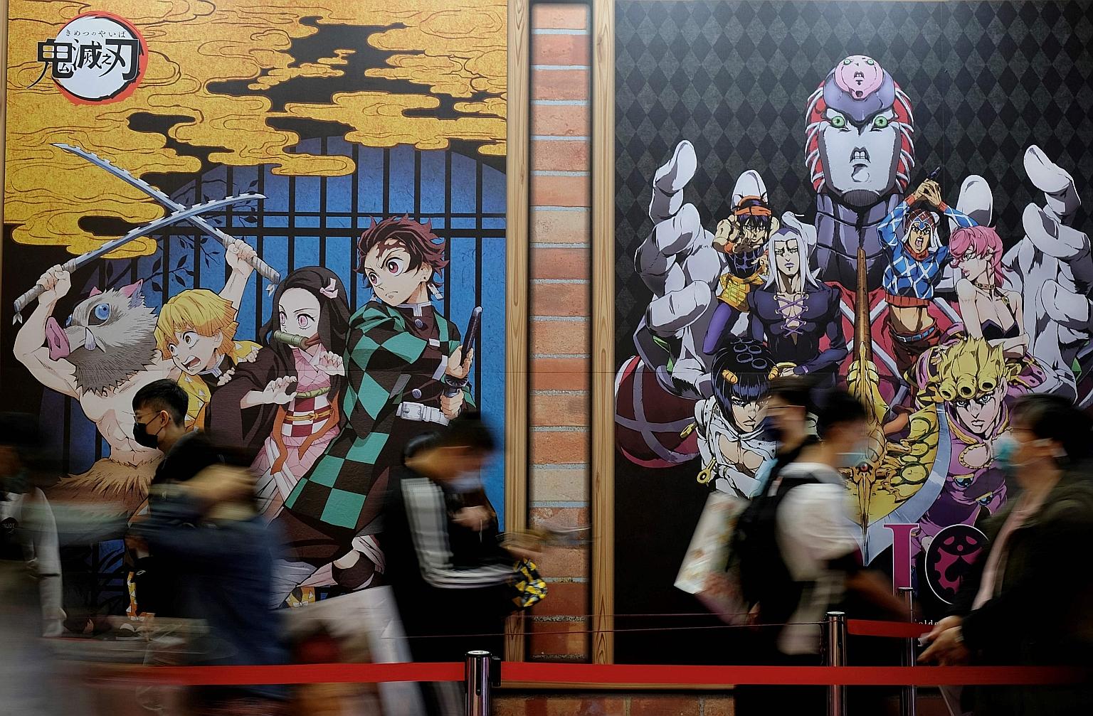 Posters of the Japanese comics Demon Slayer (above) at the 9th Comics and Animation Festival in Taipei in February. According to a report in the United States, American viewers' interest in Japanese anime and live-action content has soared in the pas