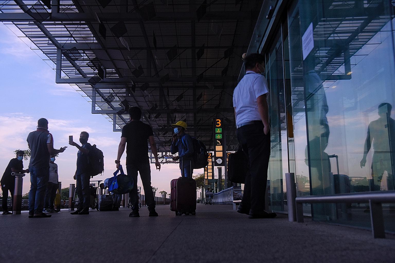 The drop-off point outside Changi Airport Terminal 3's departure hall. Changi Airport is Singapore's largest active Covid-19 cluster, with a total of 68 cases as at yesterday. The stepped-up testing is part of an expanded special testing operation to