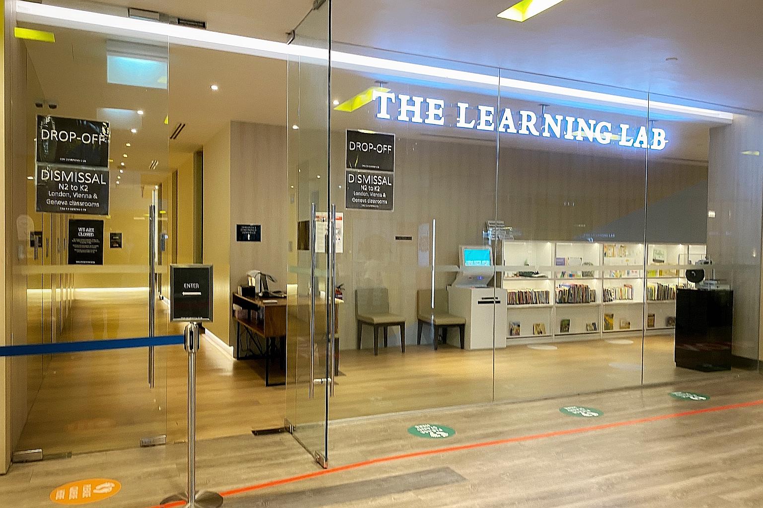 The Learning Lab tuition centre in United Square. A pair of siblings who study there have tested positive for Covid-19. All classrooms at its eight outlets will be deep-cleaned over the weekend.
