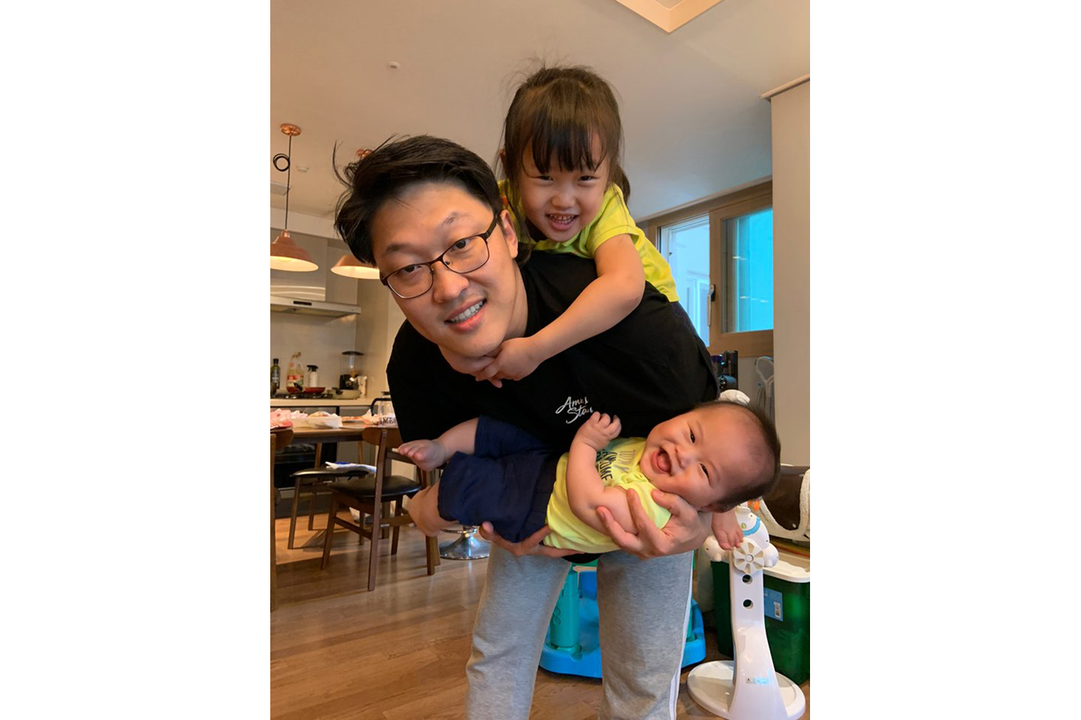 Mr Jimmy Kim with his children. He quit his job at a start-up in 2017 to help his stay-home wife, after he realised she was having a hard time taking care of their daughter, now six. Their son was born in 2019.