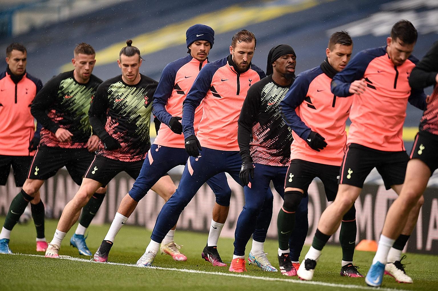 Harry Kane (fifth from far left) has a contract with Tottenham until 2024 but his hefty price tag of more than £100 million will be a major deterrent to potential suitors.