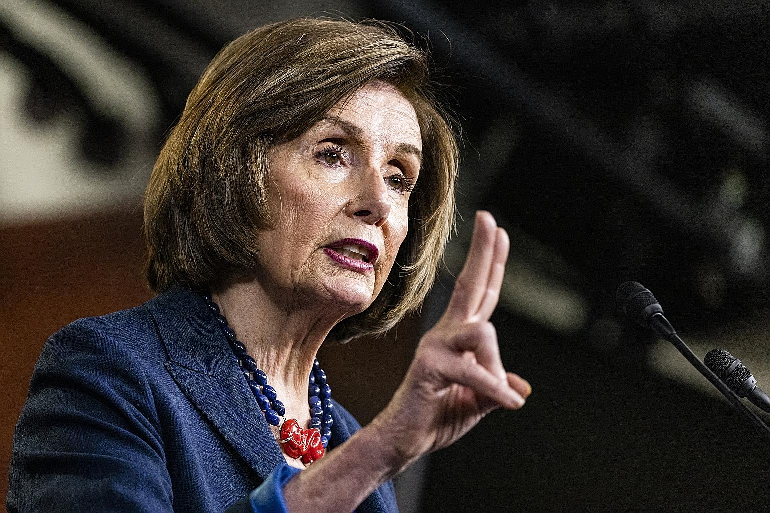 US House Speaker Nancy Pelosi has called for a "diplomatic boycott", in which "lead countries of the world withhold their attendance at the Olympics". PHOTO: BLOOMBERG