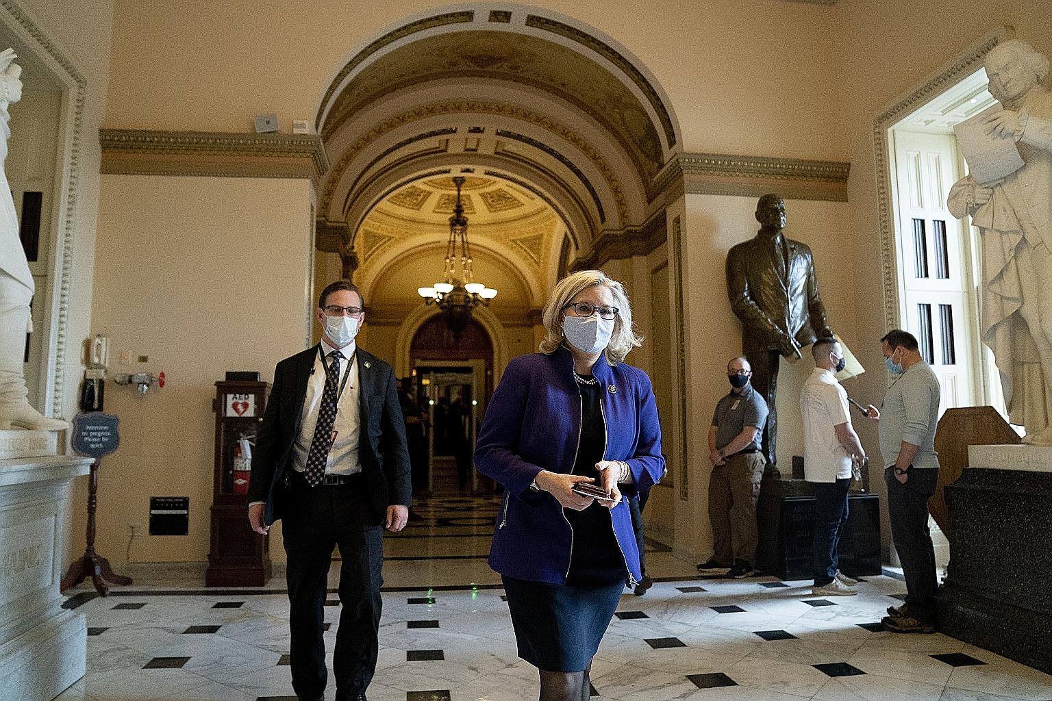 Ms Liz Cheney was ousted from her position as the third highest official in the Republican Party after refusing to go along with former president Donald Trump's insistence that the 2020 election was stolen from him.