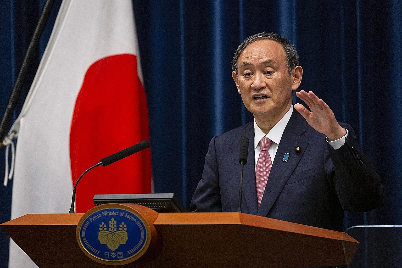 Prime Minister Yoshihide Suga said Japan will support the development of cold chain logistics vital for vaccine deliveries at sub-zero temperatures. PHOTO: EPA-EFE