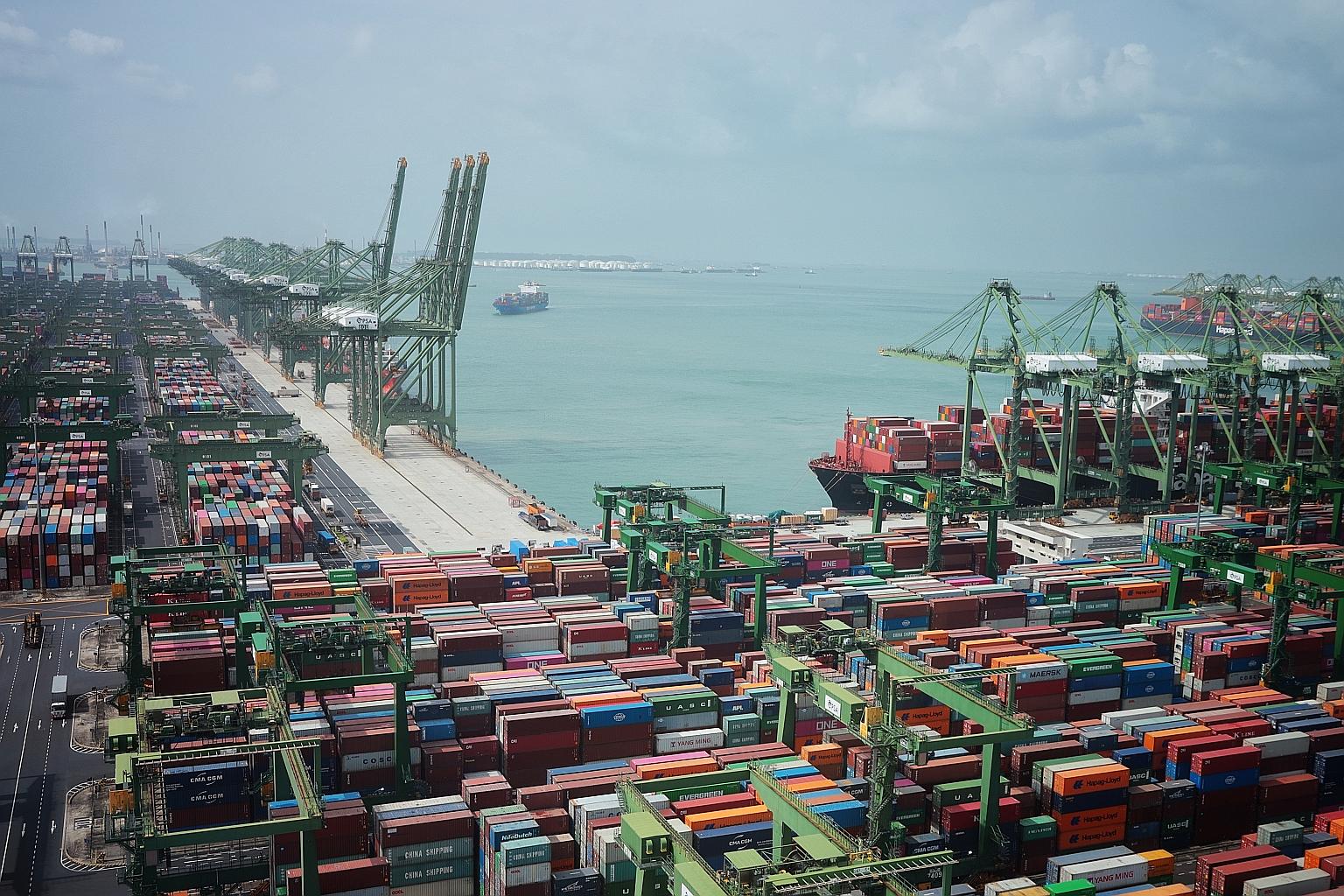 Singapore's non-oil domestic exports rose 9.7 per cent year on year in the first quarter, driven by increases in both electronic and non-electronic shipments, reversing the 0.5 per cent decline seen in the previous quarter, according to data released