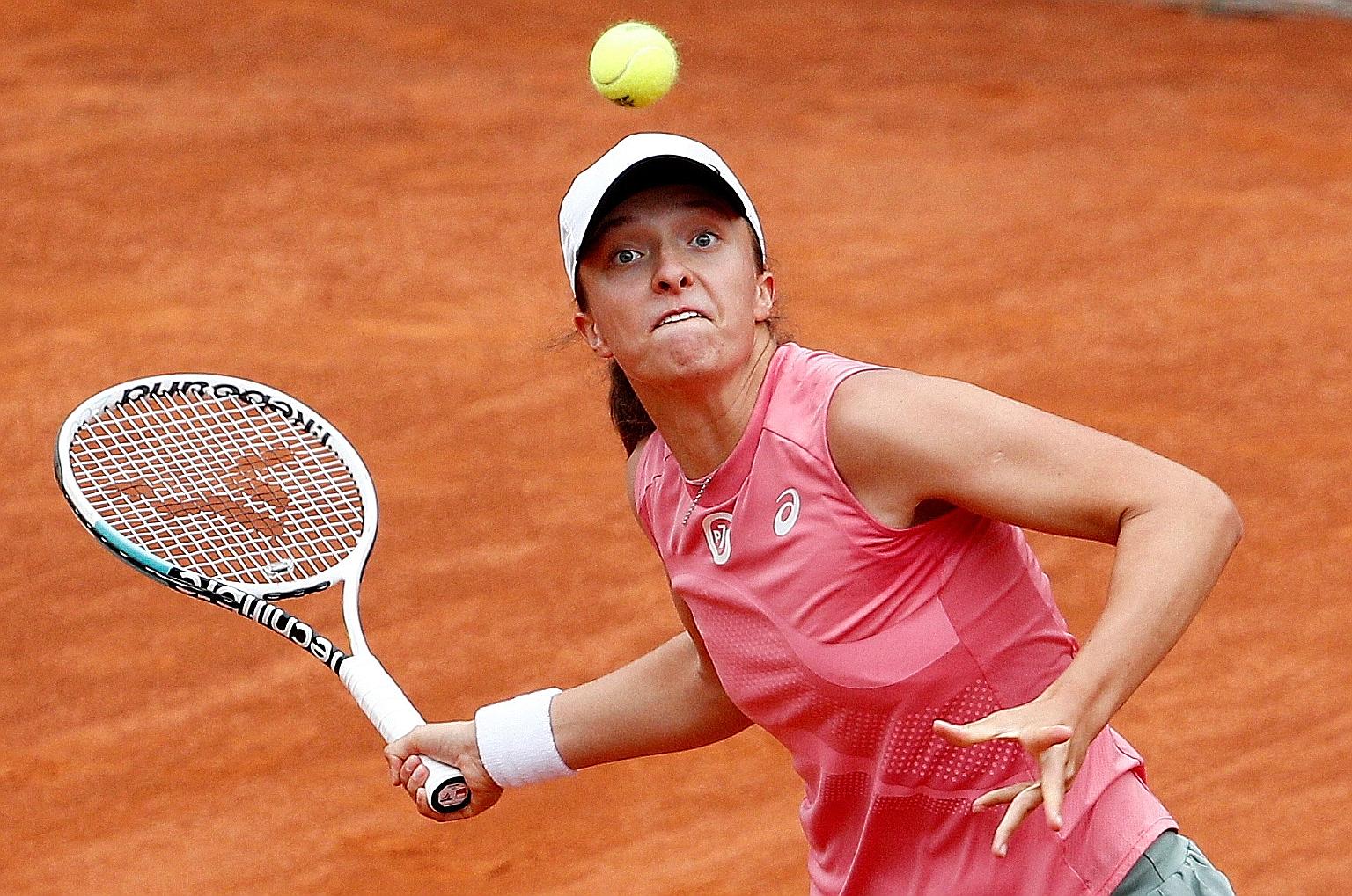 Poland's Iga Swiatek on the way to thrashing the Czech Republic's former world No. 1 Karolina Pliskova 6-0, 6-0 in the Italian Open final in Rome earlier this month. Her preparations for the French Open have been ideal, as she has now won two of the 