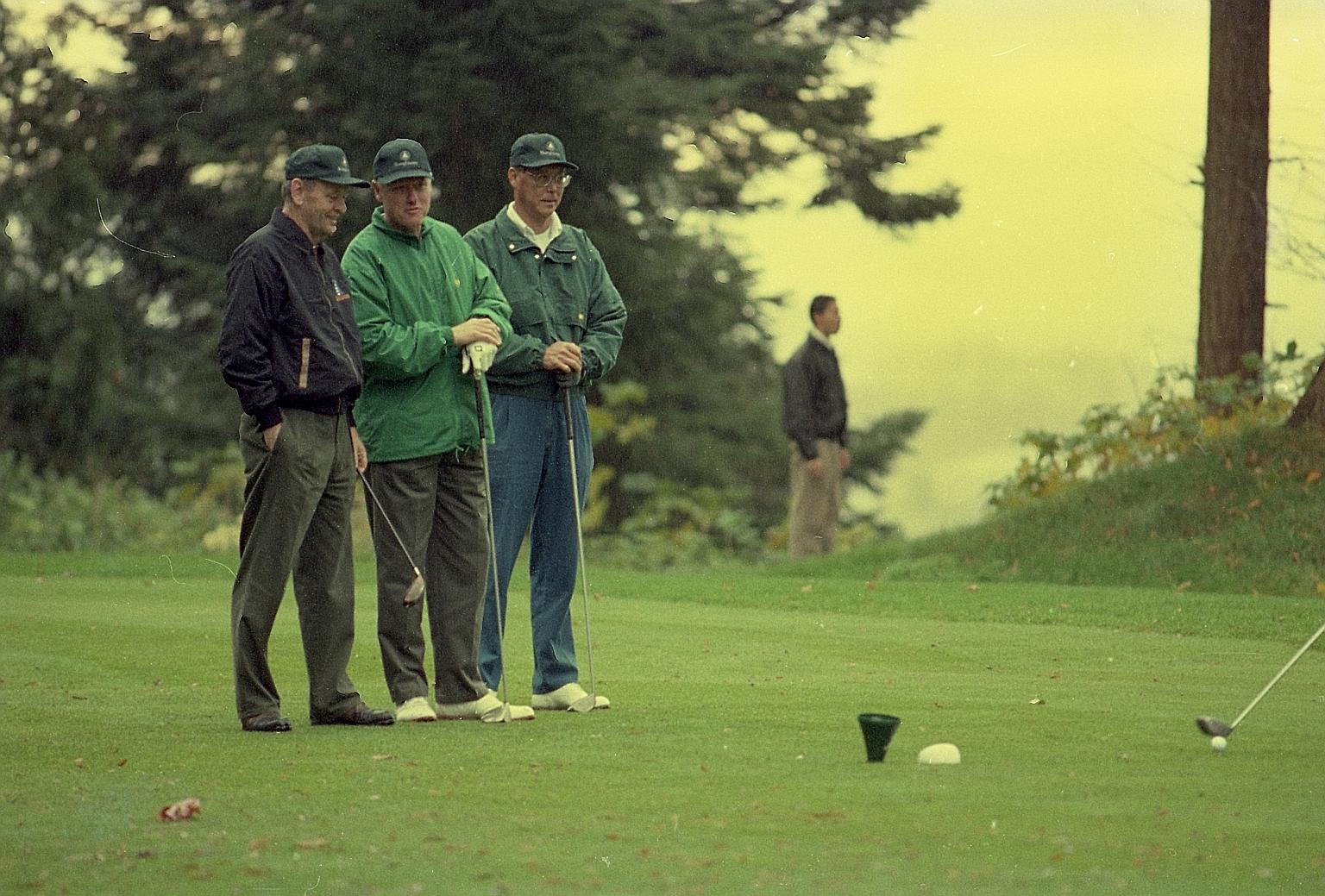 In 1997, then US President Bill Clinton (centre) invited Singapore Prime Minister Goh Chok Tong (right) and Canadian PM Jean Chretien for a game of golf on the sidelines of the Apec meeting in Vancouver.