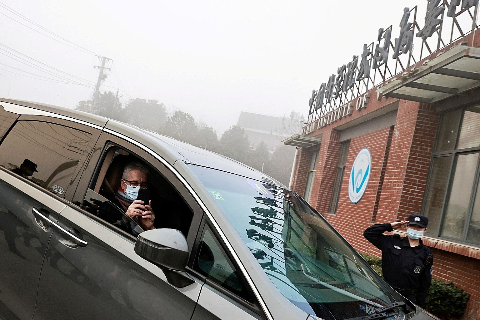 Professor Dominic Dwyer arriving at the Wuhan Institute of Virology in China on Feb 3, as part of a WHO team tracing the origins of Covid-19. He said the authorities in Wuhan had been "pretty open" with the team.