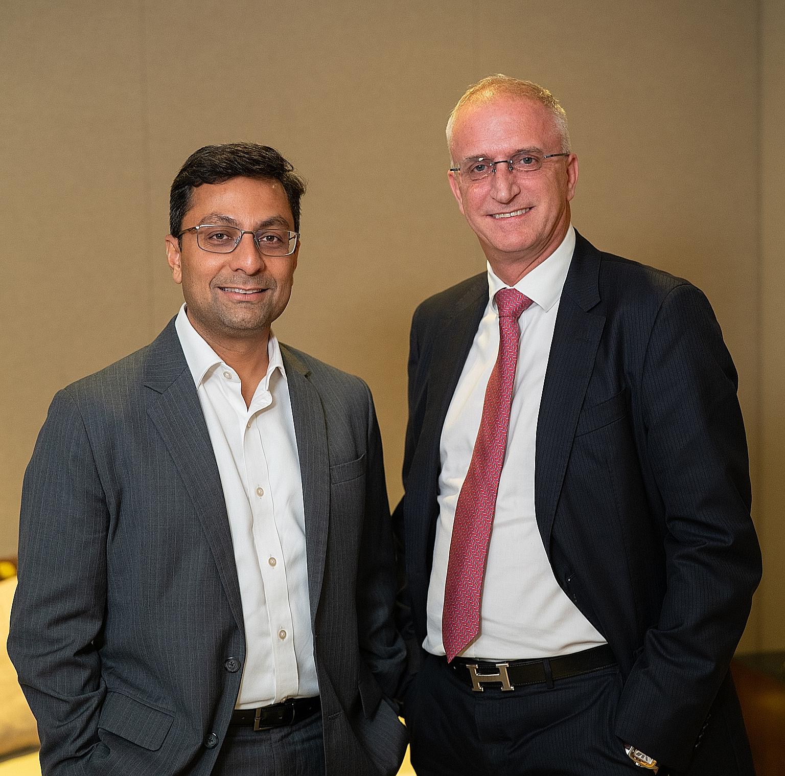Mr Anurag Mathur, HSBC's wealth and personal banking head, and Mr Philip Kunz, the bank's head of global private banking for South-east Asia, spoke about the needs of wealthy clients and what Singapore has to offer in the wealth banking sector. PHOTO