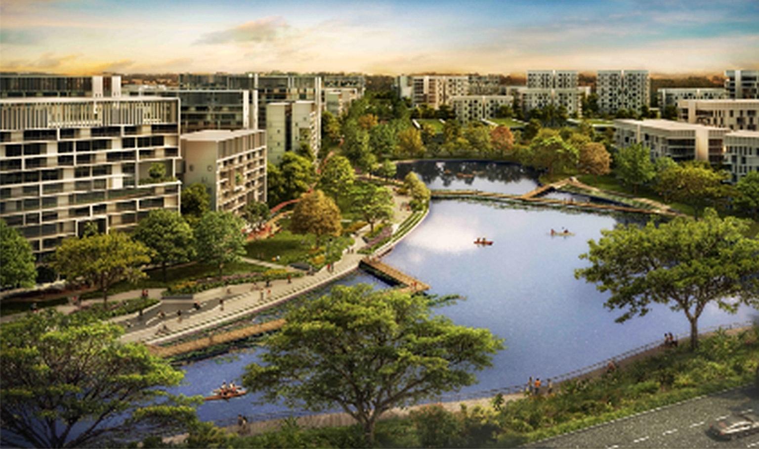 Build-To-Order flats in Tengah's second district, called the Garden District, which were launched last month. The planned executive condominium project sits in this district, one of five planned for Tengah.