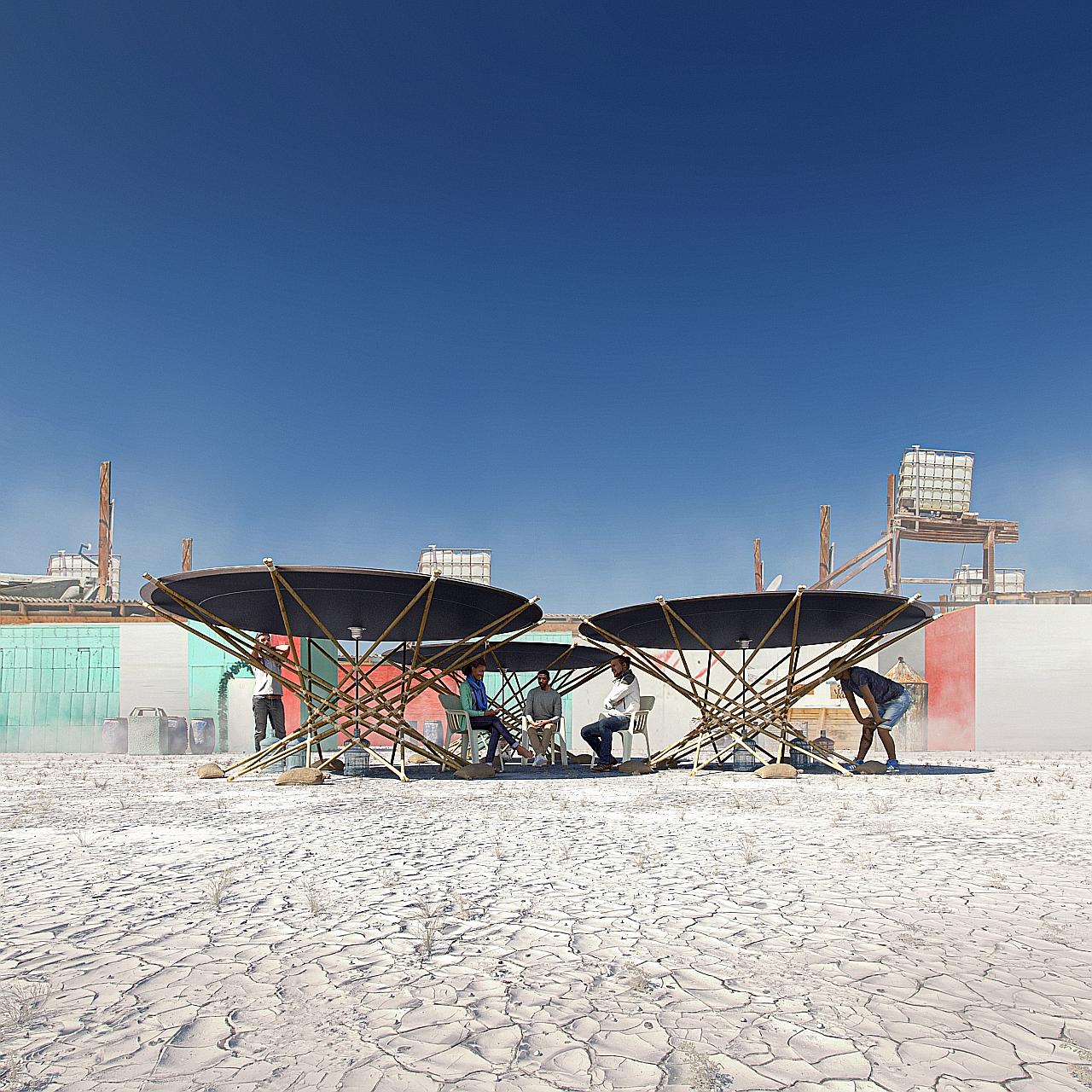 Mr Henry Glogau's portable solar distiller provides drinking water, natural light and energy from leftover saltwater.