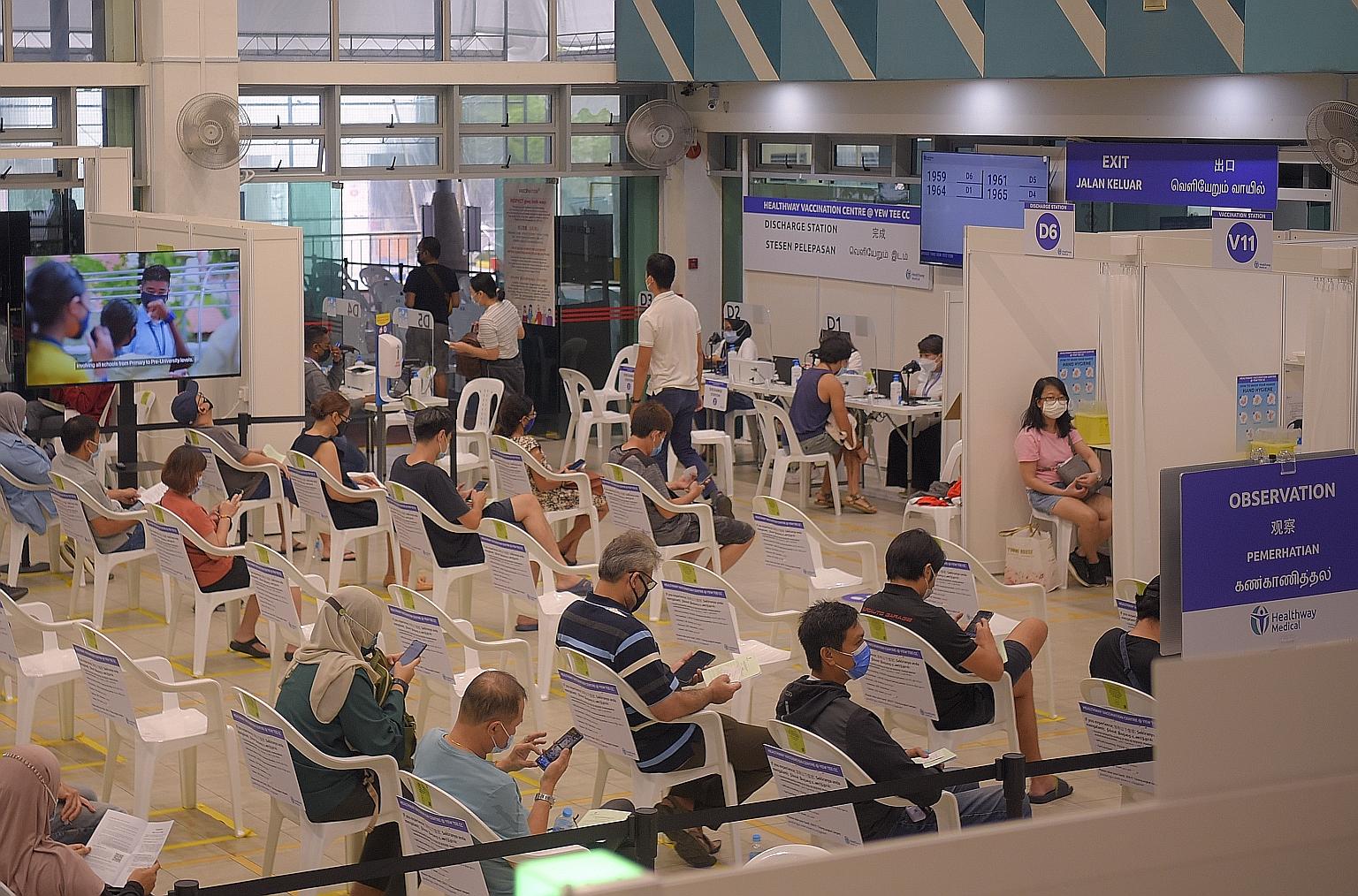 The Health Sciences Authority pointed out that trials of the Pfizer-BioNTech and Moderna vaccines found that those younger than 60 tend to experience more adverse effects occurring soon after vaccination, compared with those who are older.