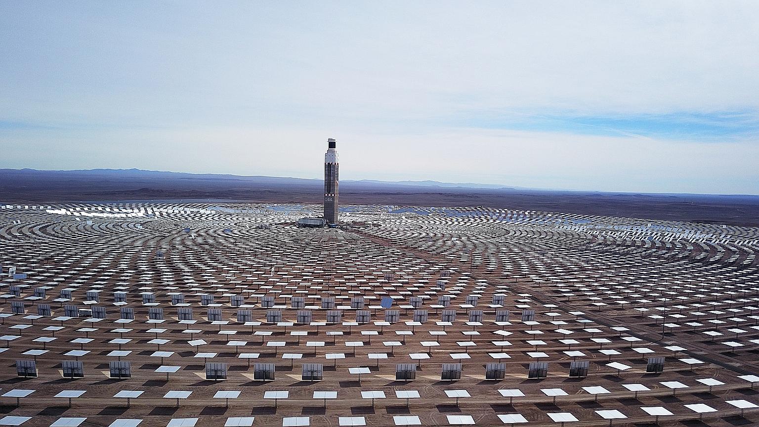 The solar heliostats of the Cerro Dominador solar power plant, in the Antofagasta region of Chile. Singapore has opened itself as a "living laboratory" at a very early stage in the deployment of solar panels.