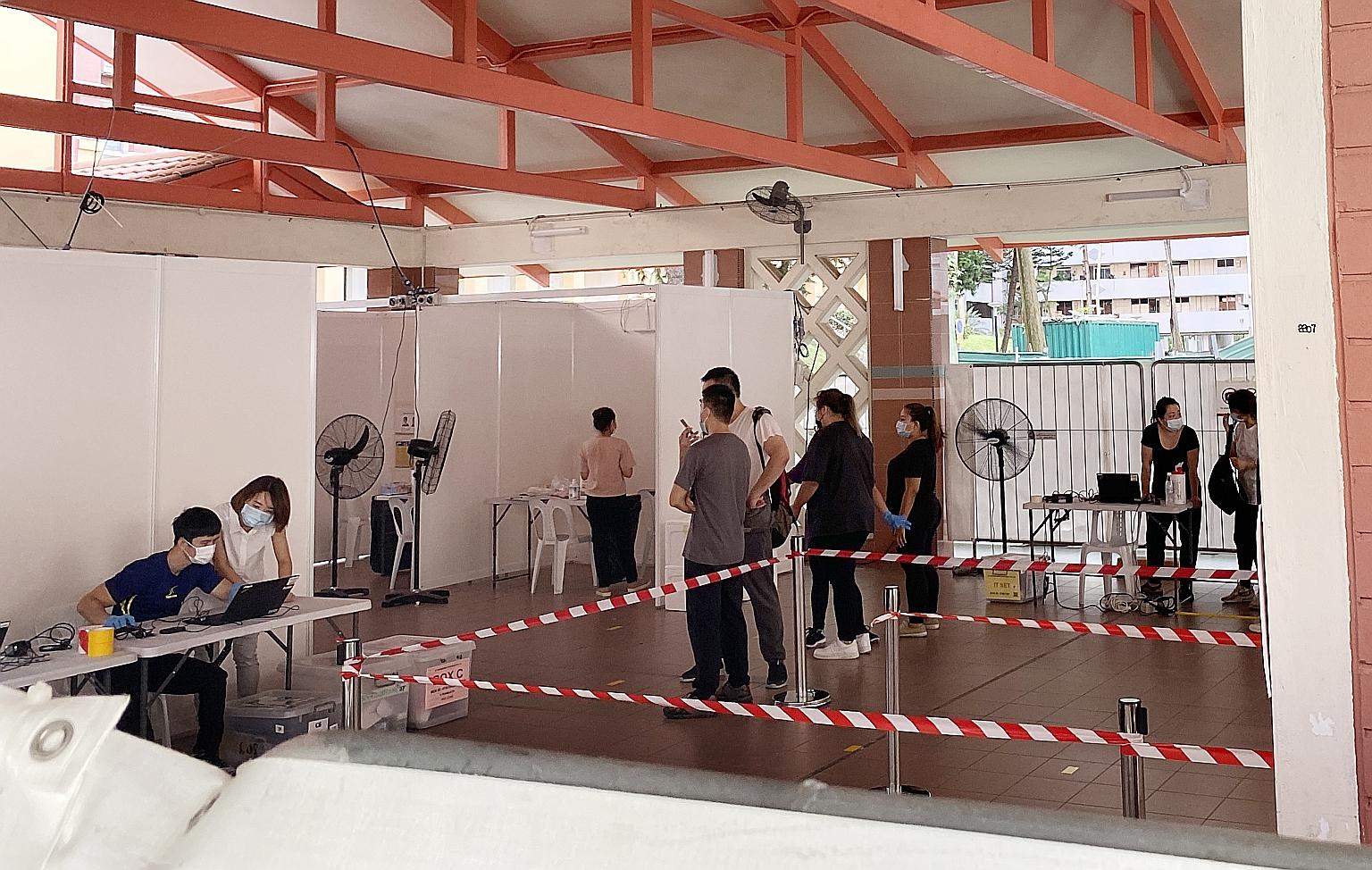 The temporary testing site at Block 125A was not open to the public yesterday, but it will be from today to Thursday. ST PHOTO: TIMOTHY DAVID