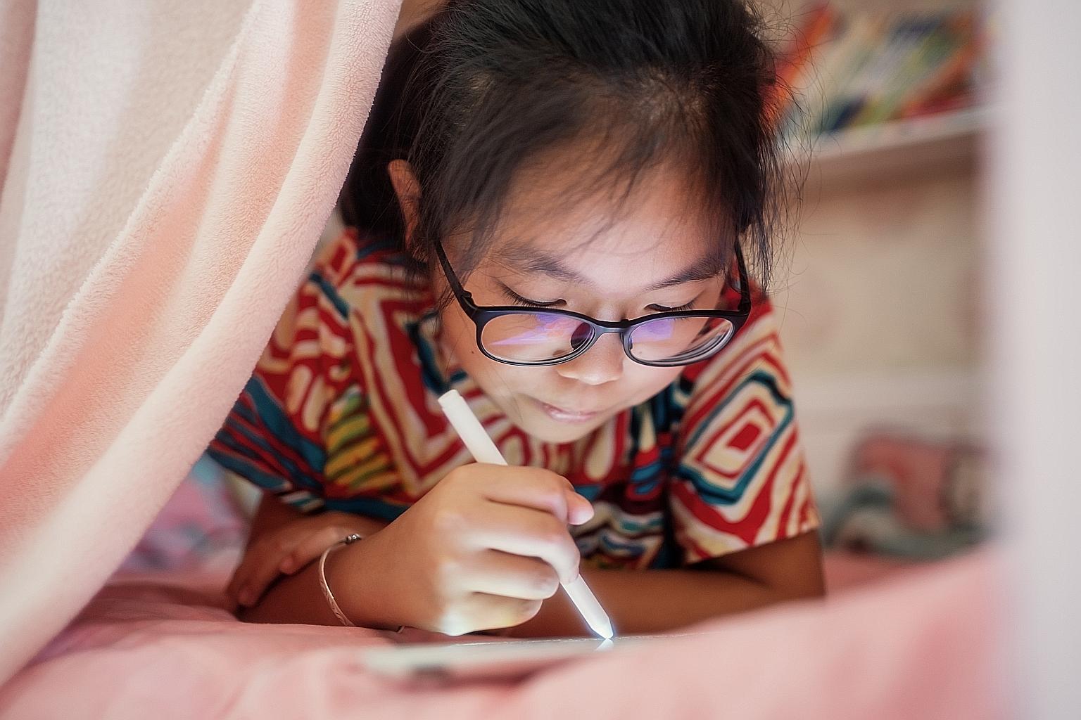 Remind your child to practise good eye-care habits, such as taking frequent breaks in between screen time (above).