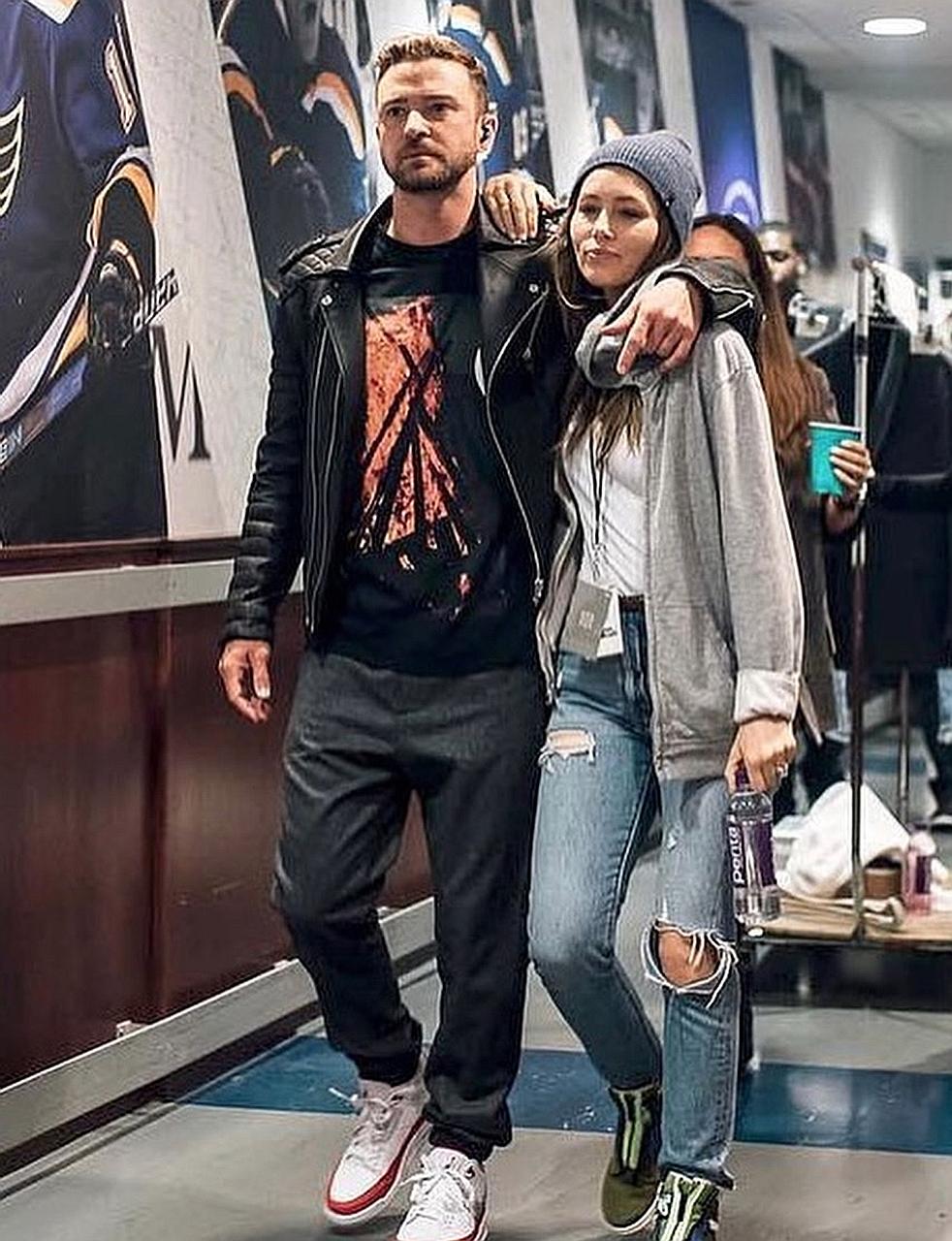 Actress Jessica Biel said Covid-19 restrictions changed around the time her second son with singer Justin Timberlake (both left) was due last year, but luckily, Timberlake was allowed to be present for the baby's birth. They named the boy Phineas.