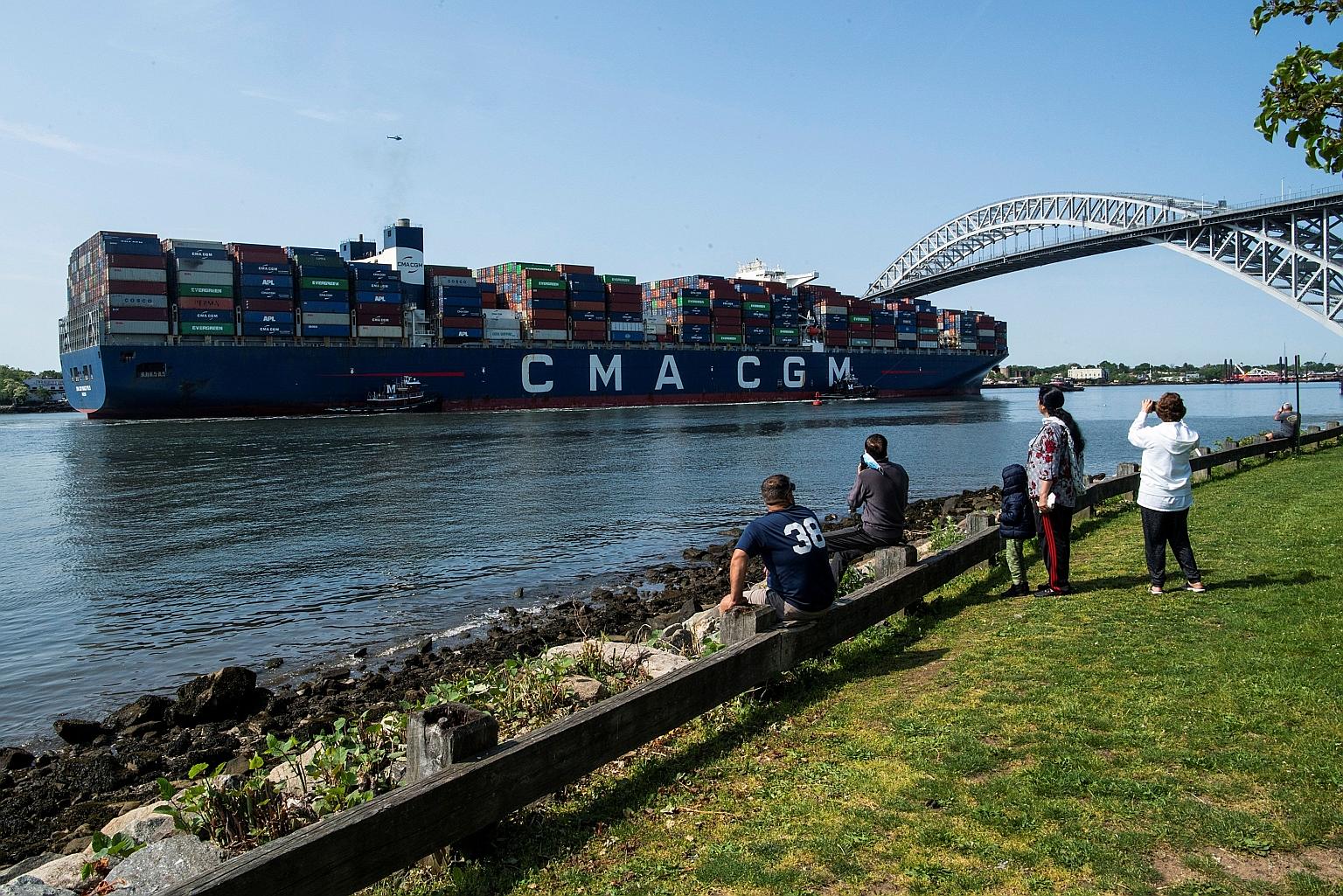 The CMA CGM Marco Polo container ship entering Newark bay last month to dock in Elizabeth port, New Jersey, in the United States. Freight costs are more painful for firms that move clunky, low-value items like toys and furniture. With the end of lock