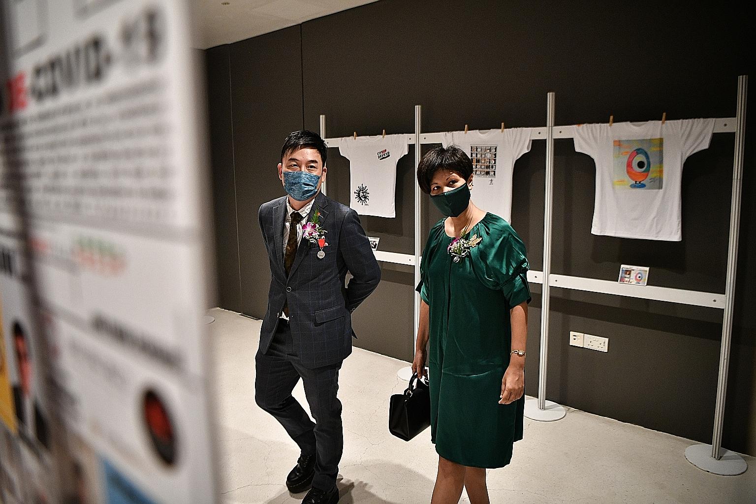 Minister in the Prime Minister's Office Indranee Rajah with Society of Interior Designers Singapore president Keat Ong at the National Design Centre for the opening of the Singapore Interior Design Festival yesterday. The festival will be open to the