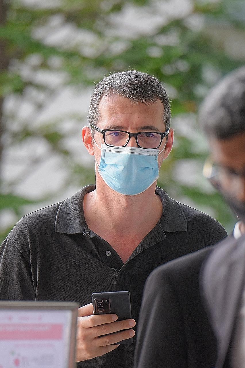 Frederic Willy Gaillard, 47, entering the States Courts yesterday. The Swiss national pleaded guilty to four counts of forgery. Five other similar charges were taken into consideration during sentencing.