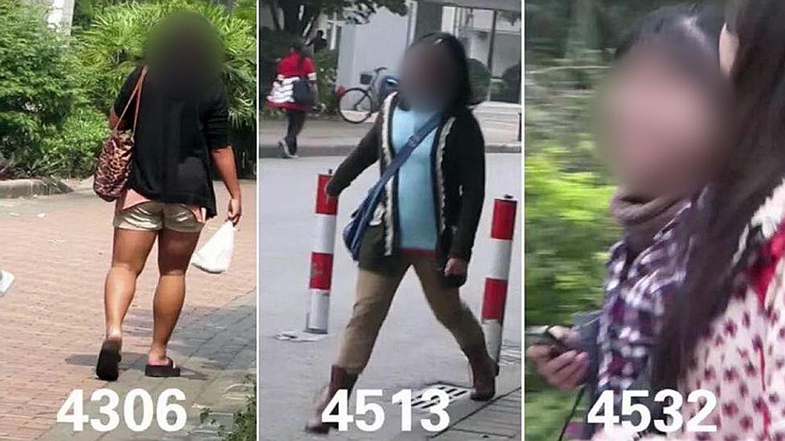 A screen grab of Song Ta's video Uglier And Uglier, which featured about 5,000 photos and videos of women filmed on a university campus, displayed and given numerical ranks based on the artist's judgment of their attractiveness. The work sparked onli