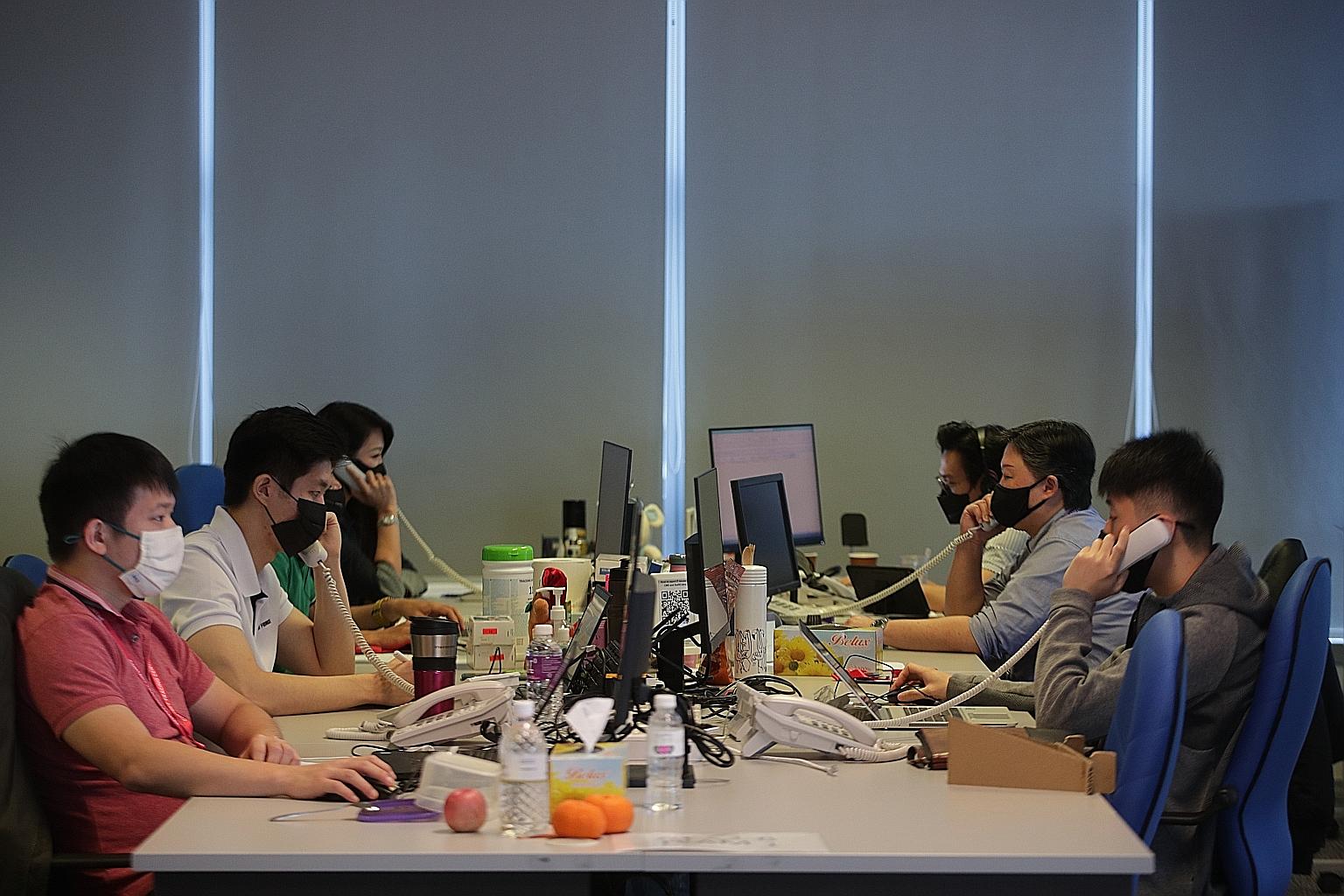 The Ministry of Health's contact tracing centre now has a pool of about 500 contact tracers, up from 300. The bulk of the new manpower is from the Singapore Armed Forces, which provided about 160 individuals.