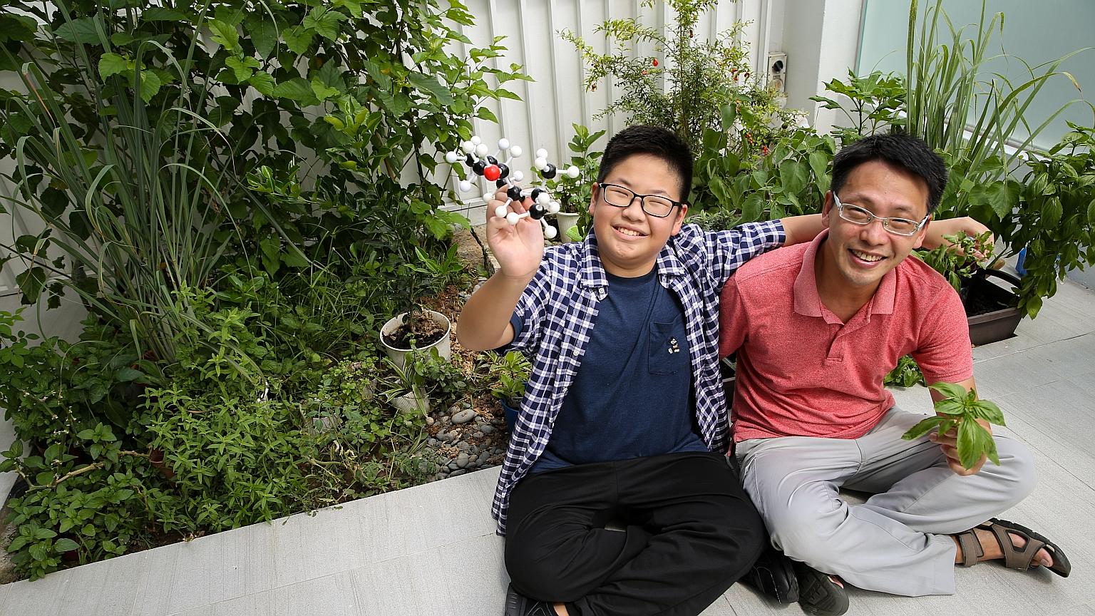 Stay-at-home dad Chris Koh Teck Hui and his son Nathanael, 11, who was diagnosed with global developmental delay with low muscle tone when he was one. Dr Koh had read research suggesting that living in a cool, temperate climate would be better for Na