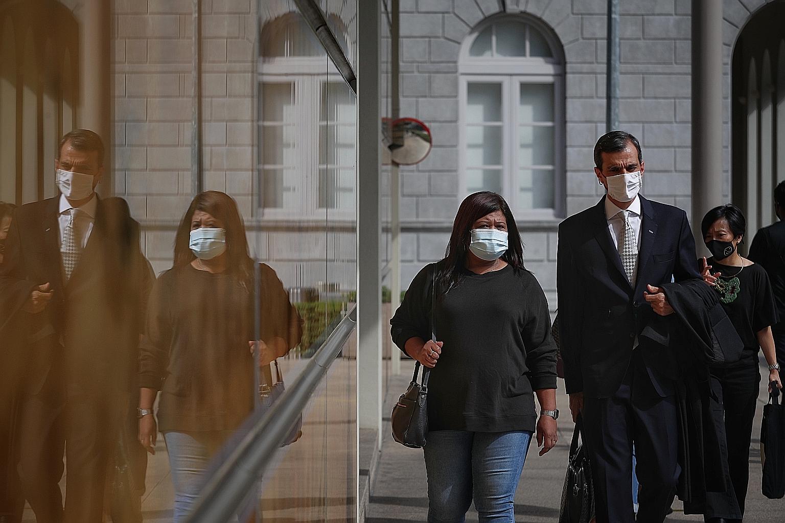 Ms Parti Liyani and her lawyer Anil Balchandani at the Supreme Court on Oct 27 last year. Ms Parti, who returned to Indonesia in January this year, had sought compensation of $10,000 from the Attorney-General's Chambers over her case. She had been ac