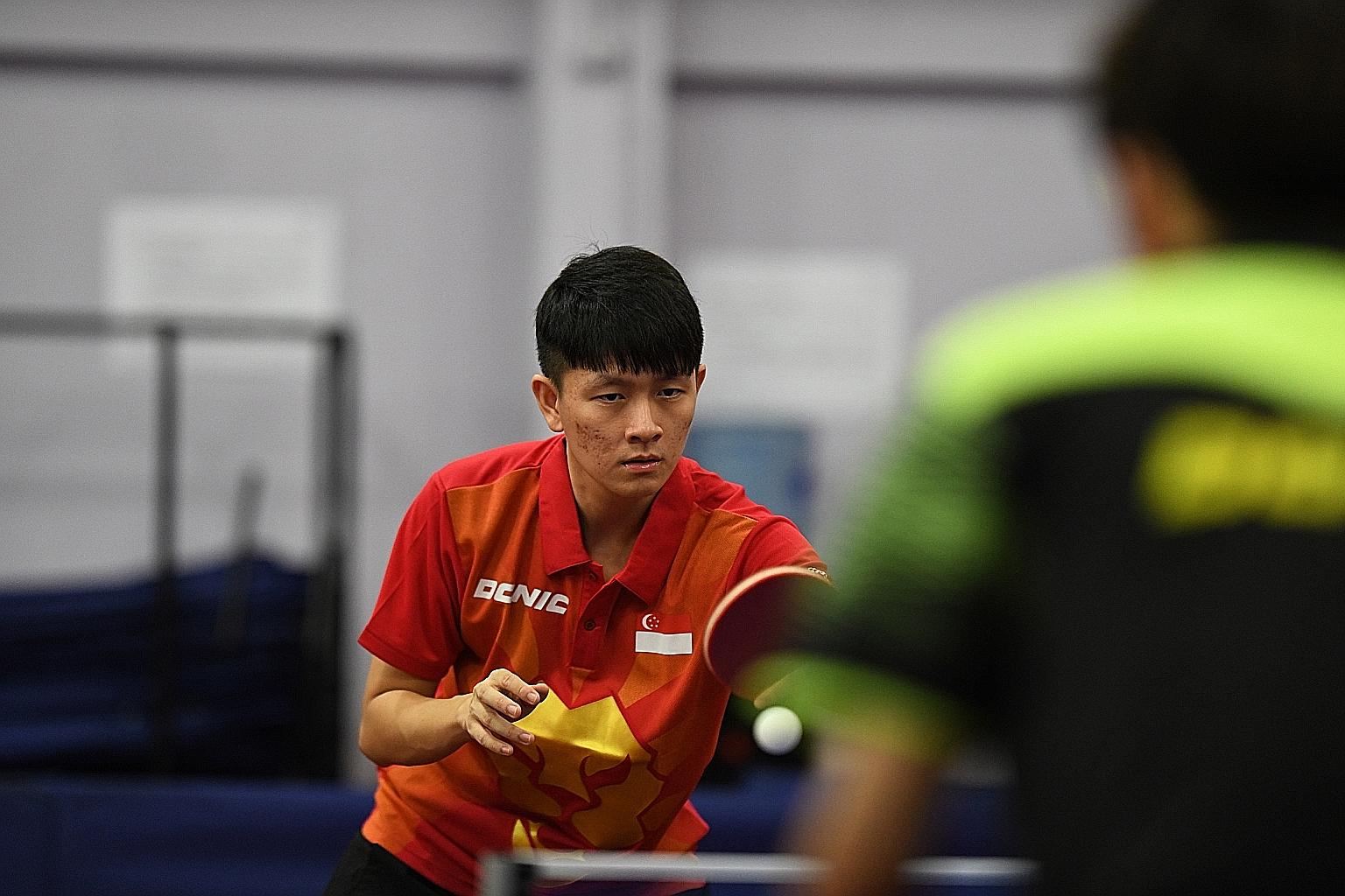 Clarence Chew, 25, trains twice a day as he prepares to make his Olympic debut in Tokyo. He is the first Singapore-born male paddler to qualify for the singles event at the Games.